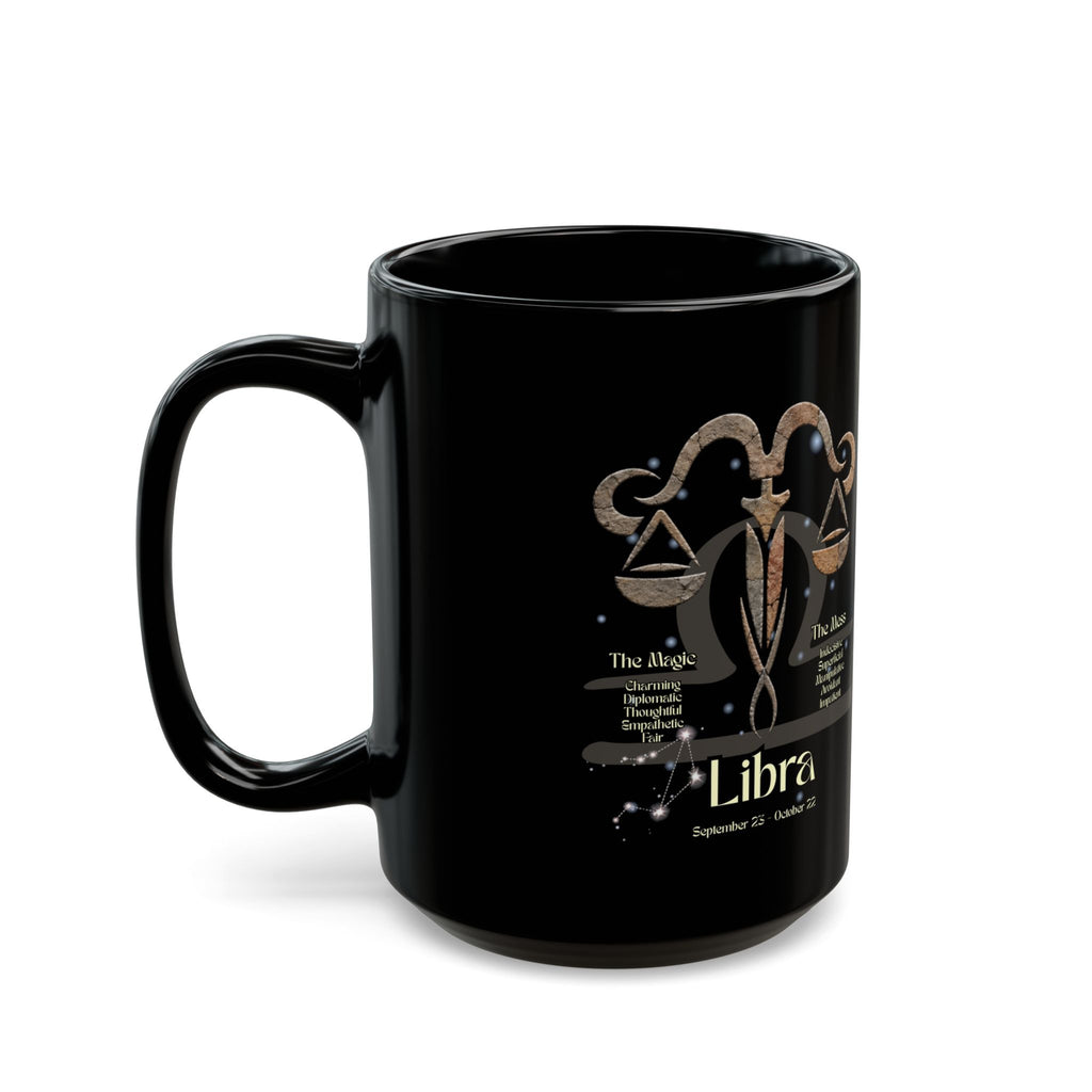Libra Black Constellation Mug — Zodiac Society Coffee Cup (15oz)