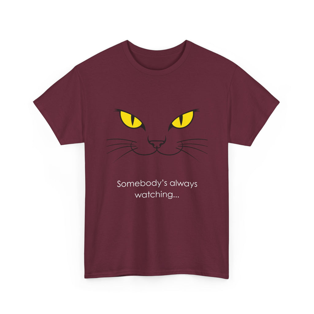 Somebody's Always Watching Cat Tee - Unisex Heavy Cotton T-Shirt