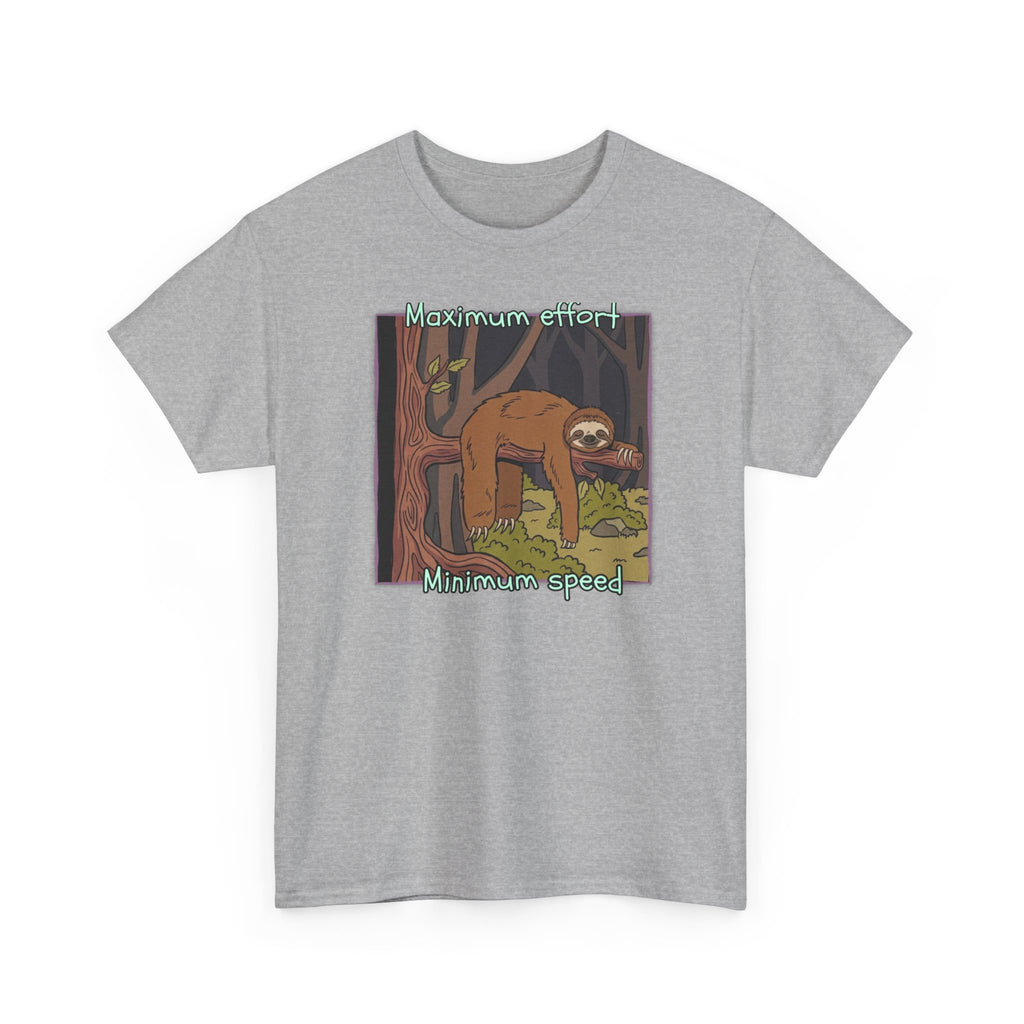 Concerned Sloth Forest Tee — "Maximum Effort, Minimum Speed" Casual Cotton Graphic Tee