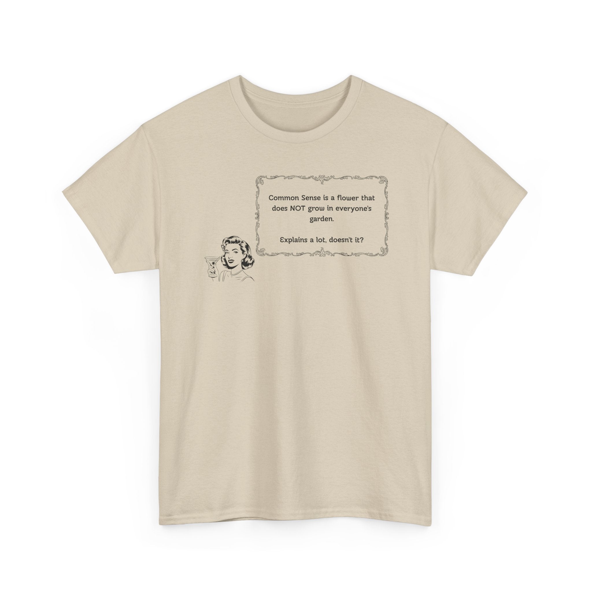 Graphic Tee — 'Common Sense is a Flower' Vintage Illustration T-Shirt