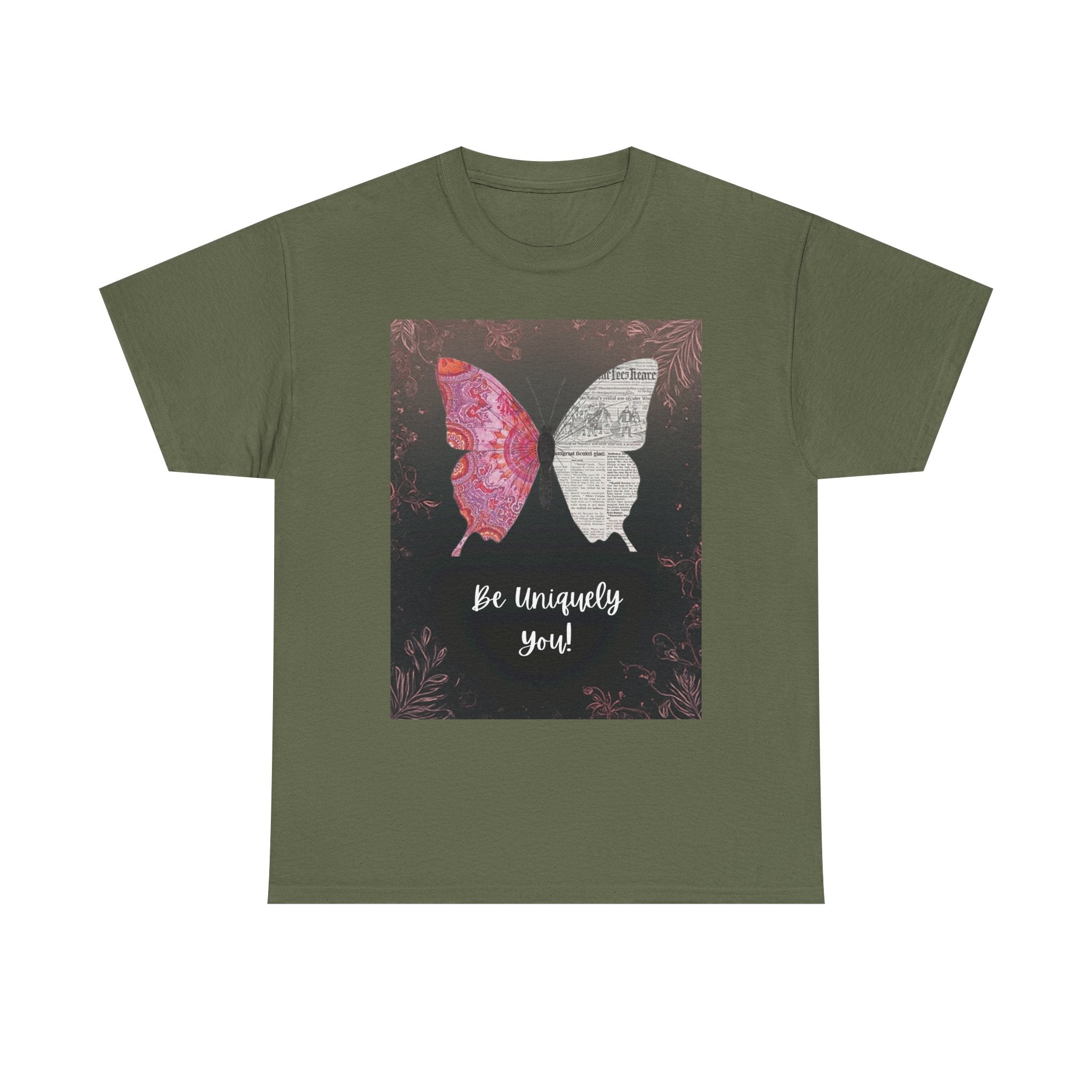 Be Uniquely You Butterfly Tee - Unisex Heavy Cotton T-Shirt