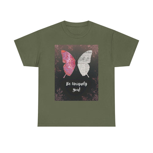 Be Uniquely You Butterfly Tee - Unisex Heavy Cotton T-Shirt