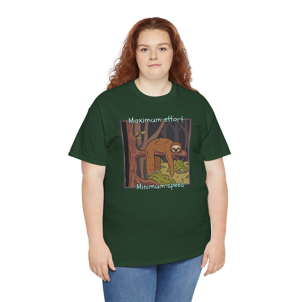 Concerned Sloth Forest Tee — "Maximum Effort, Minimum Speed" Casual Cotton Graphic Tee