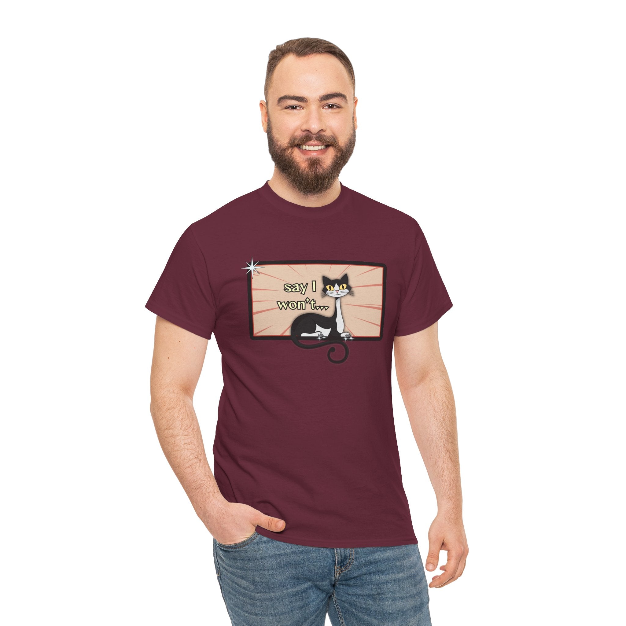Copy of Say I Won’t Retro Tee – Vintage Style Cat Graphic Tee