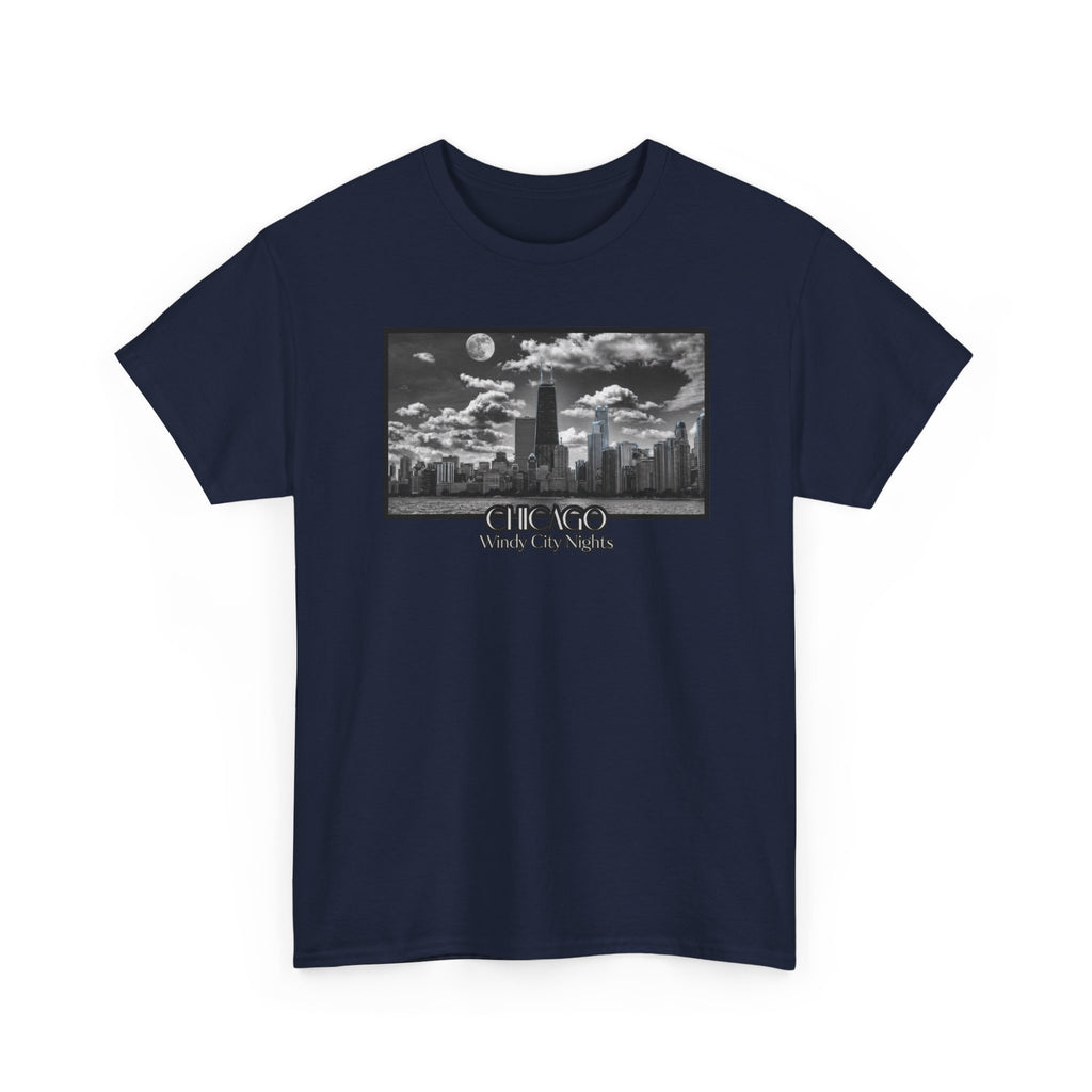 Chicago Windy City Nights T-Shirt — Chicago Skyline Moonlight Graphic Tee