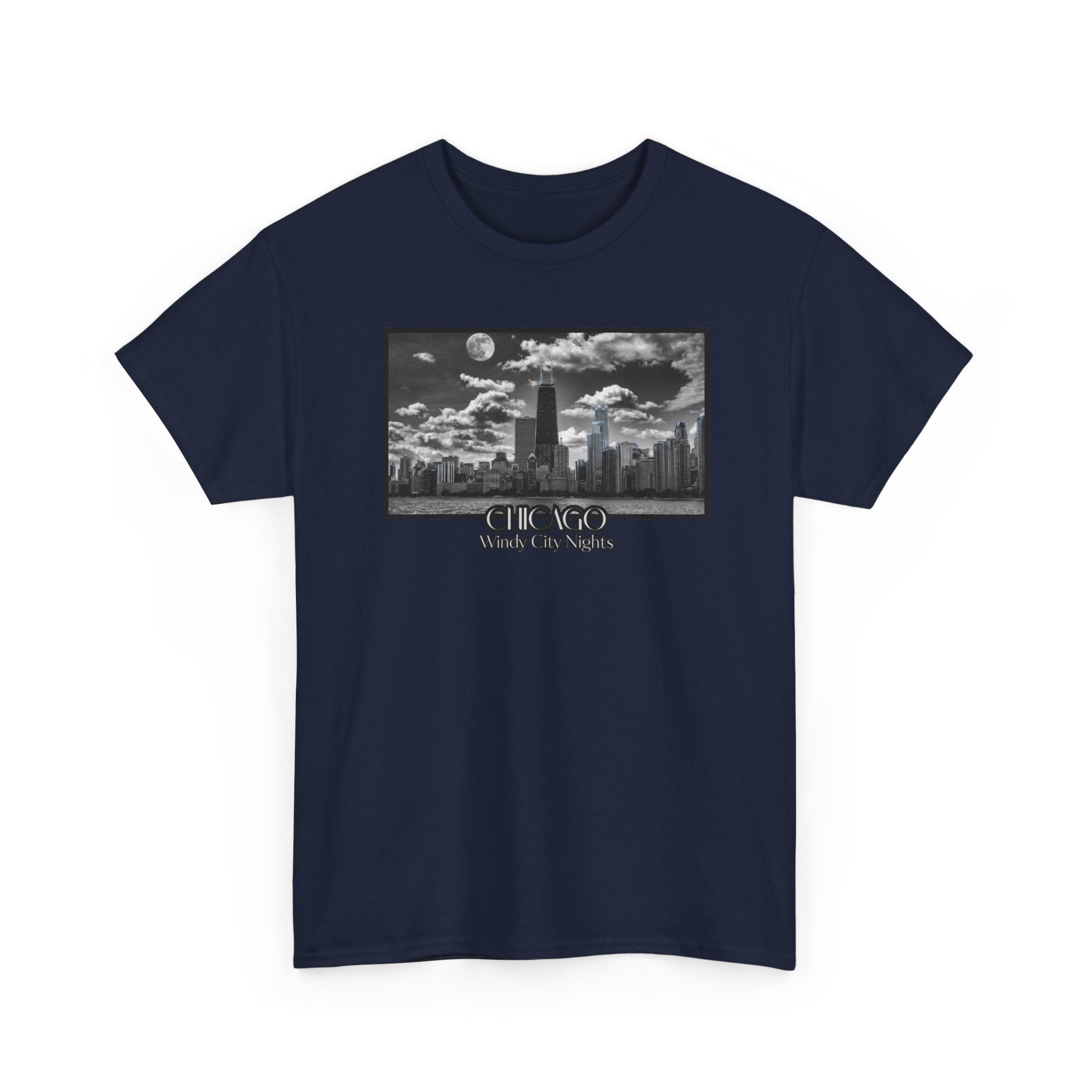 Chicago Windy City Nights T-Shirt — Chicago Skyline Moonlight Graphic Tee