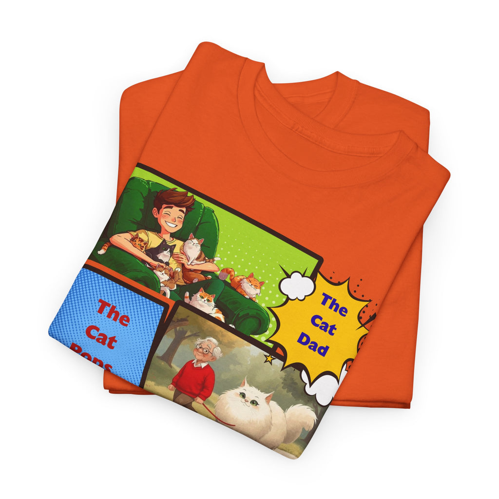 Catfather Graphic Tee — "The Cat Pops" Retro Comic-Style Cat Dad T-Shirt
