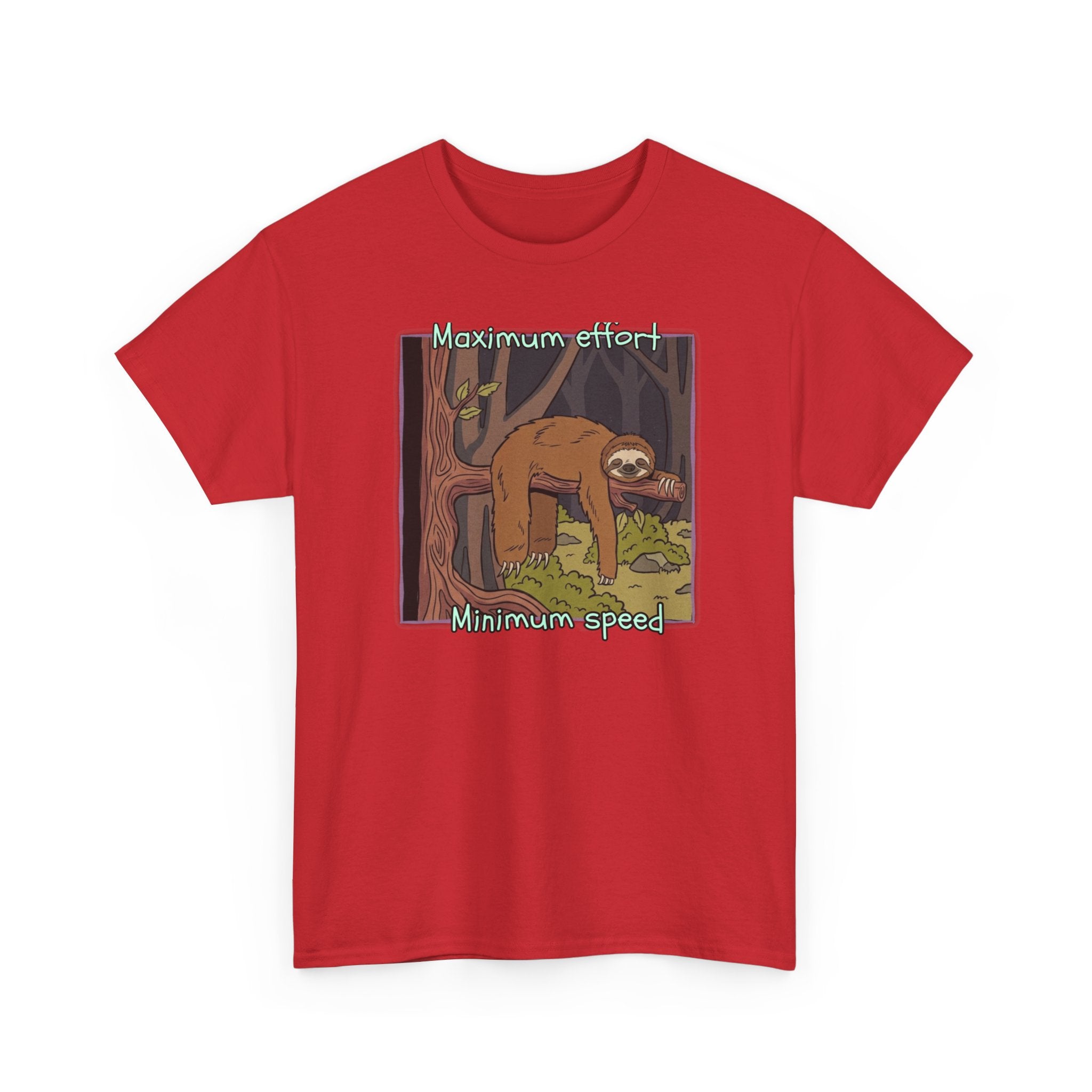 Concerned Sloth Forest Tee — "Maximum Effort, Minimum Speed" Casual Cotton Graphic Tee