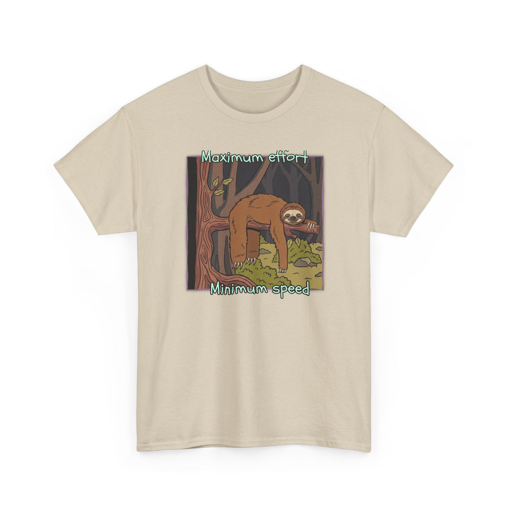 Concerned Sloth Forest Tee — "Maximum Effort, Minimum Speed" Casual Cotton Graphic Tee