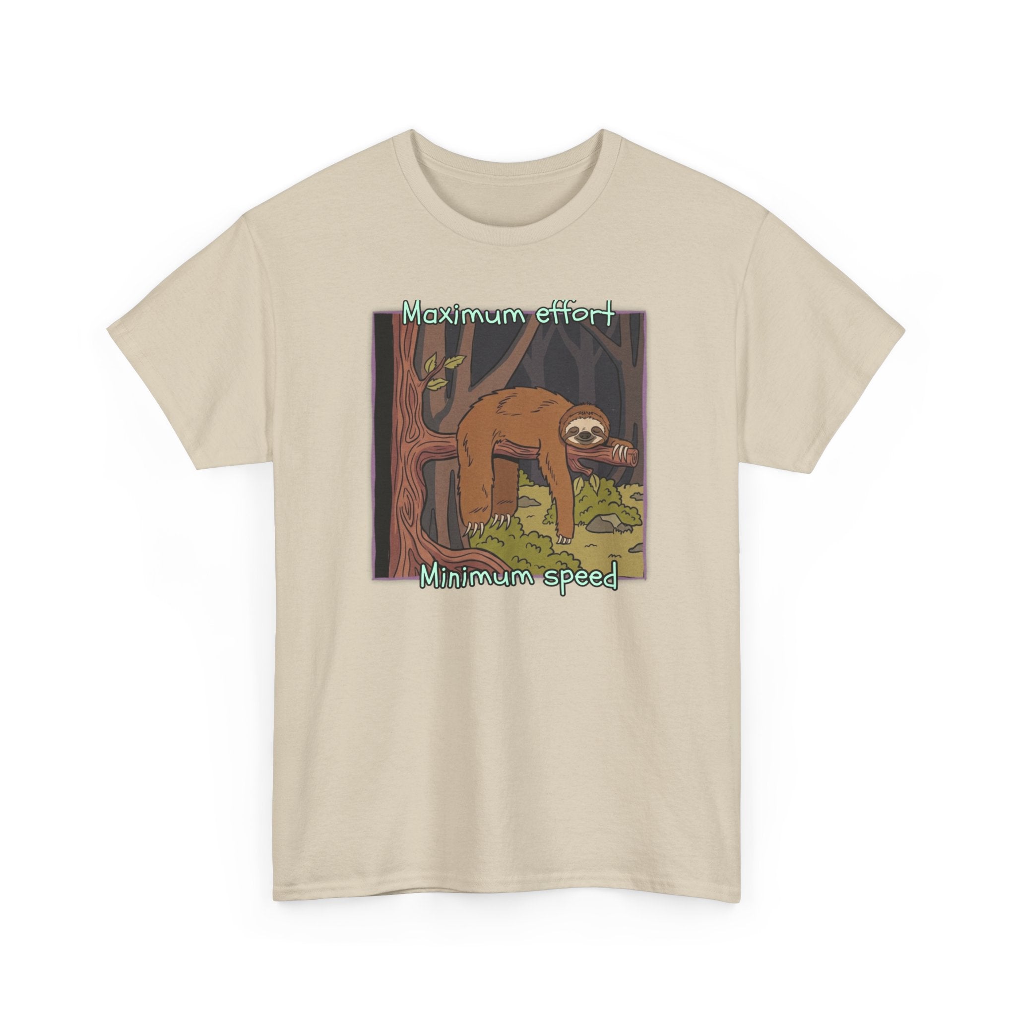 Concerned Sloth Forest Tee — "Maximum Effort, Minimum Speed" Casual Cotton Graphic Tee