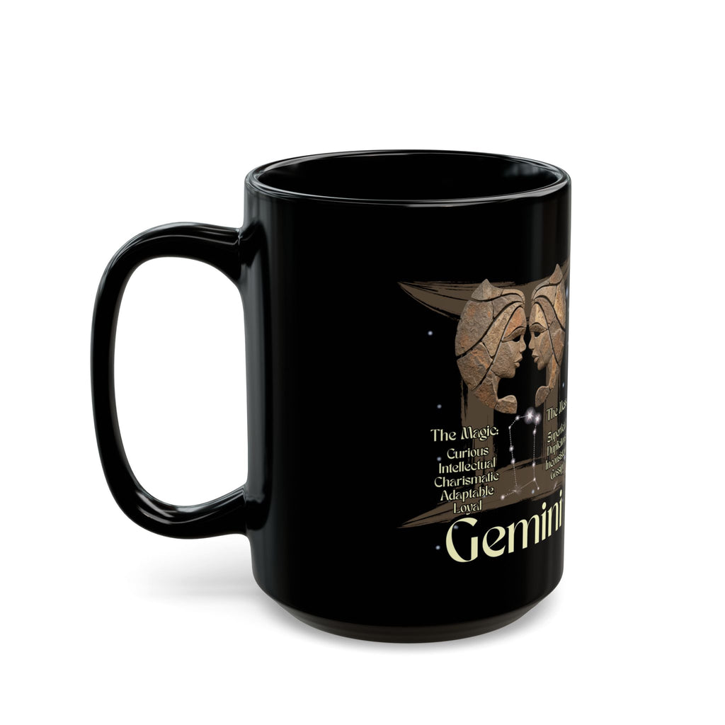 Gemini Black Studio Mug — Zodiac Society Coffee Cup (15oz)