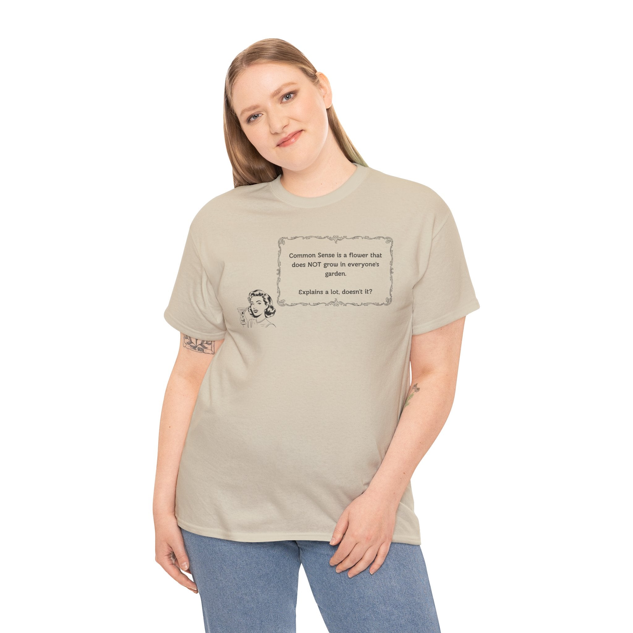 Graphic Tee — 'Common Sense is a Flower' Vintage Illustration T-Shirt
