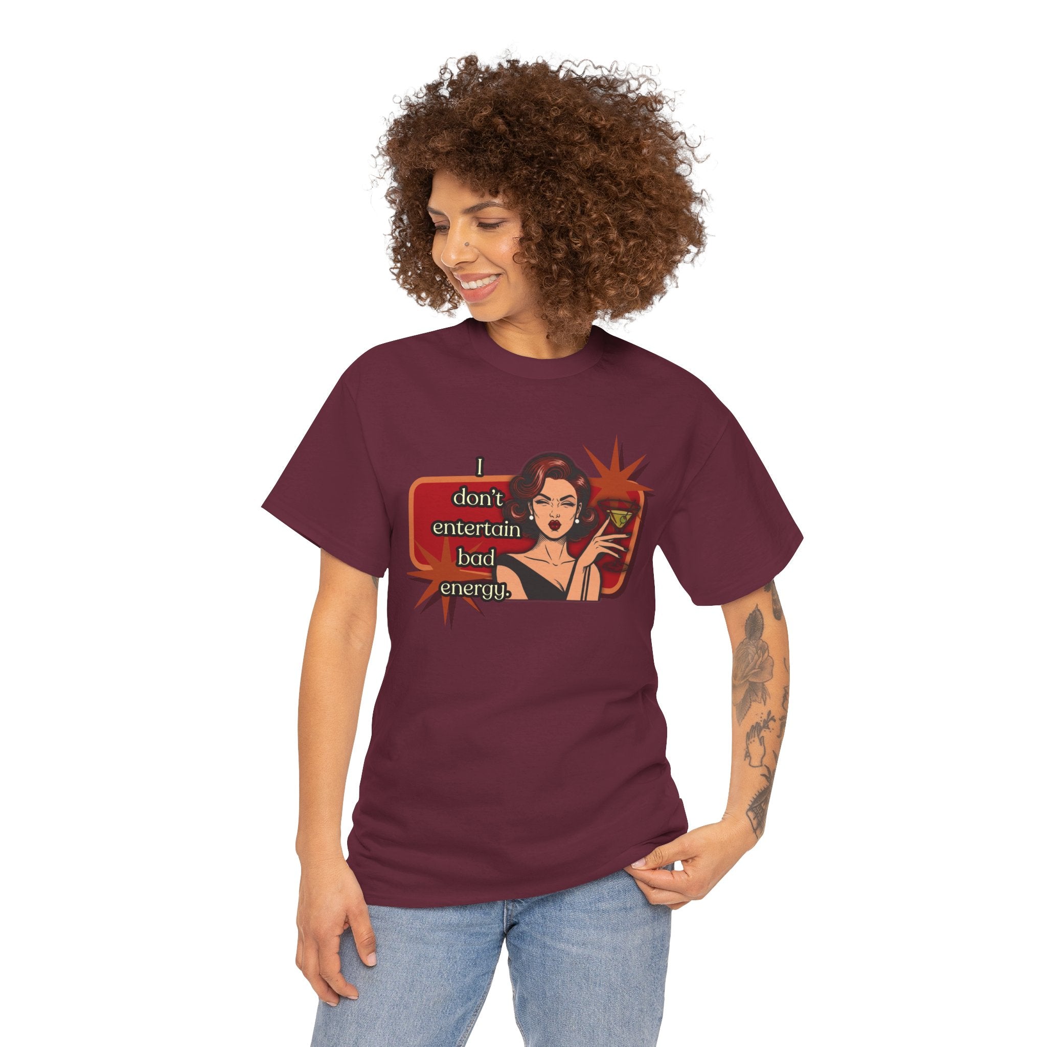 I Don't Entertain Bad Energy Retro Tee — Vintage Style Graphic Tee