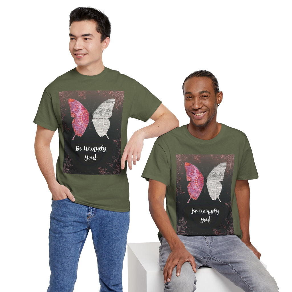 Be Uniquely You Butterfly Tee - Unisex Heavy Cotton T-Shirt