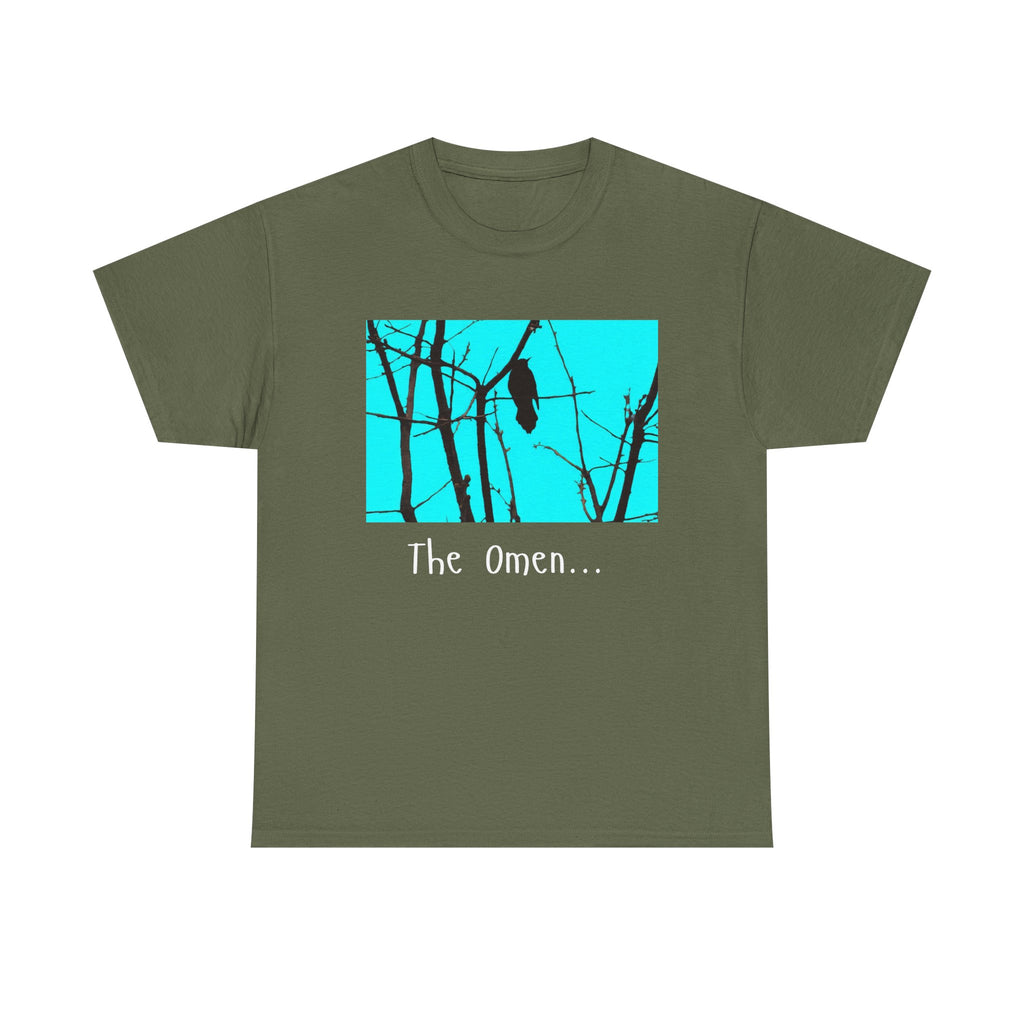 The Omen Crow Tee | Raven Silhouette on Branches, Blue Night Graphic