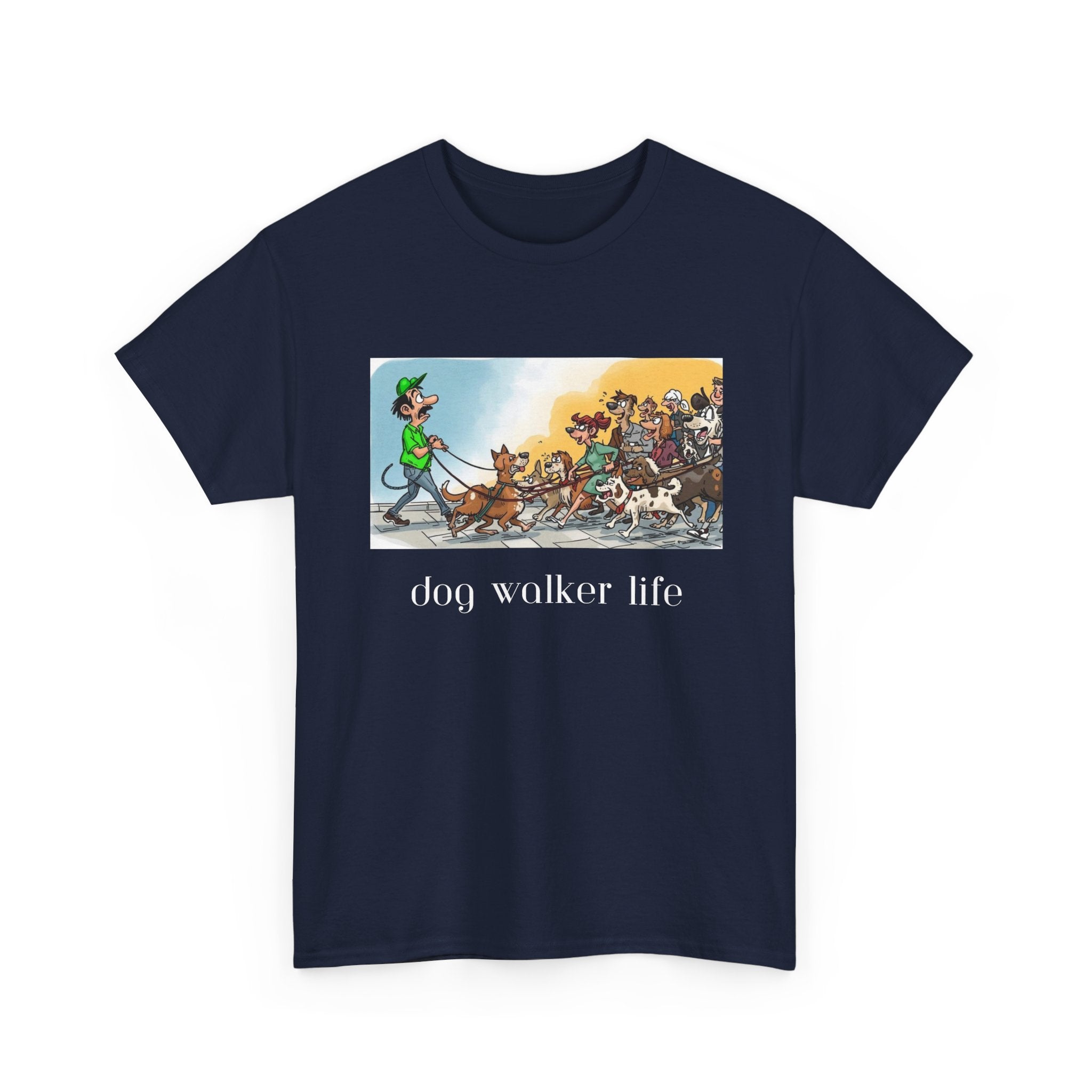 Dog Walker Life T-Shirt | Cartoon Pack of Dogs Design