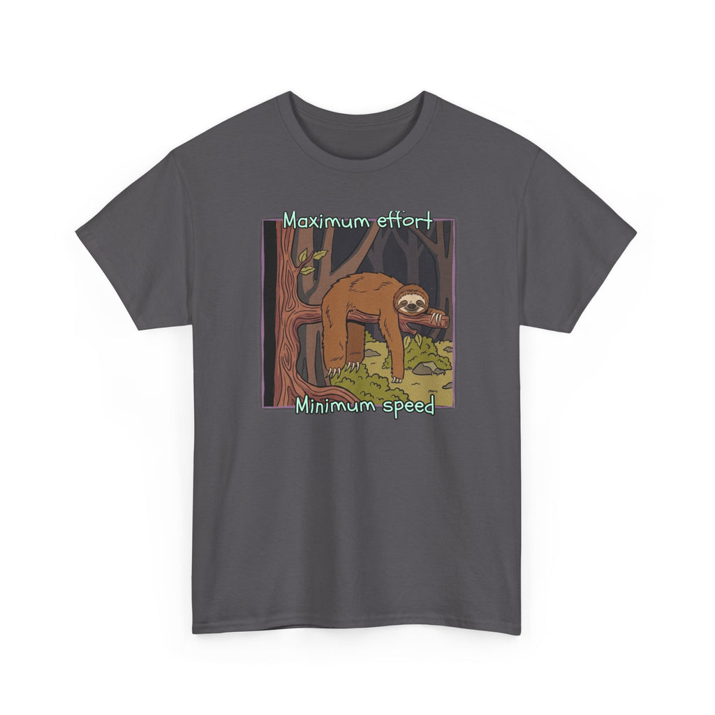 Concerned Sloth Forest Tee — "Maximum Effort, Minimum Speed" Casual Cotton Graphic Tee