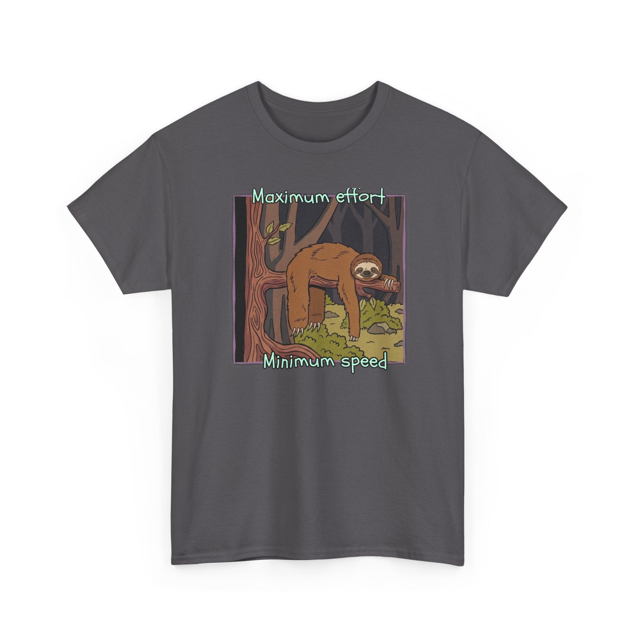 Concerned Sloth Forest Tee — "Maximum Effort, Minimum Speed" Casual Cotton Graphic Tee