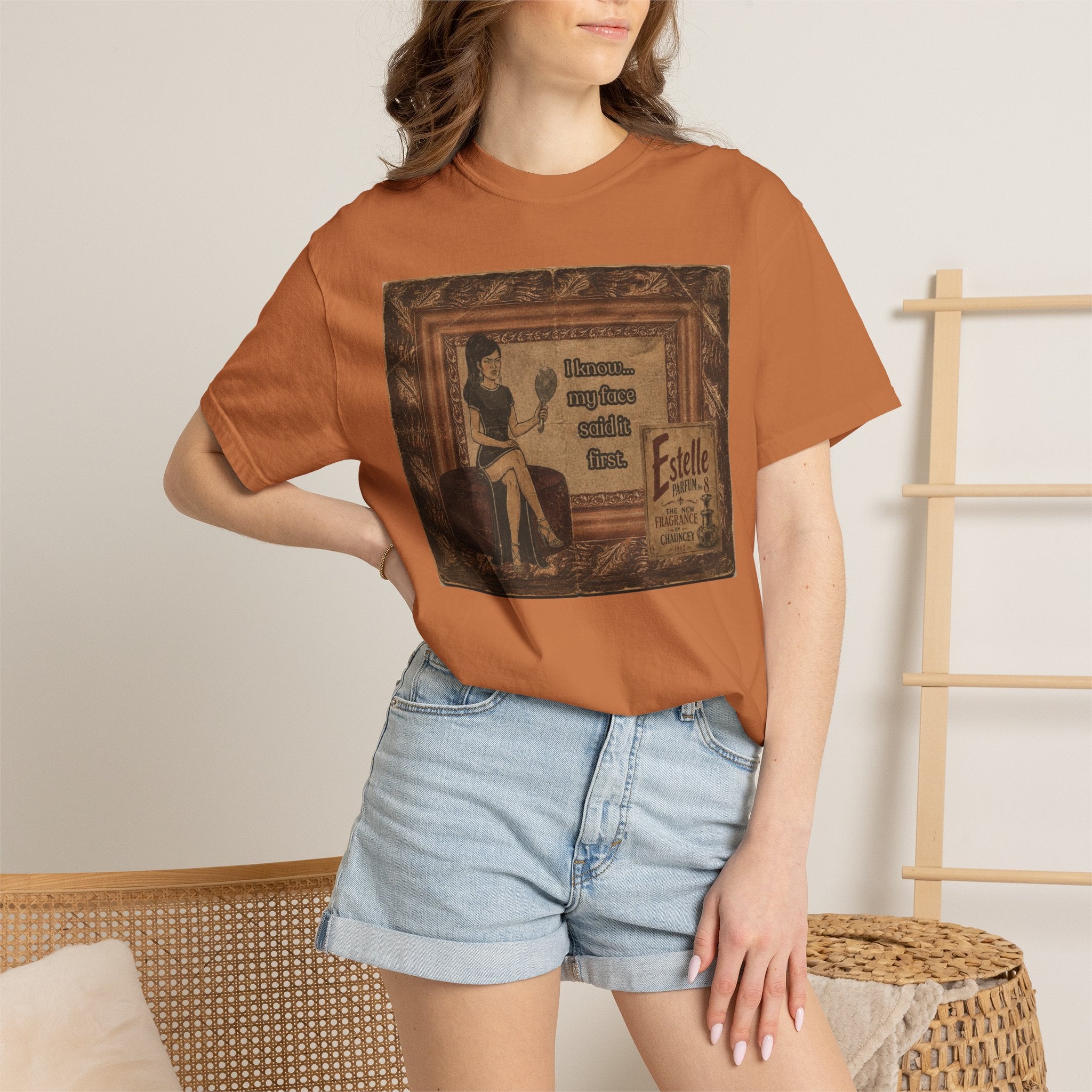 I Know My Face Retro T-Shirt — Estelle Parfum Vintage Style Graphic Tee