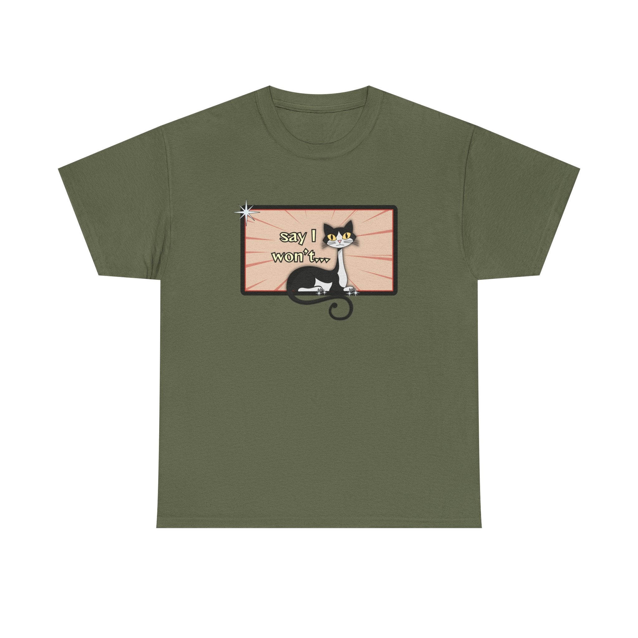Say I Won’t Retro Tee – Vintage Style Cat Graphic Tee