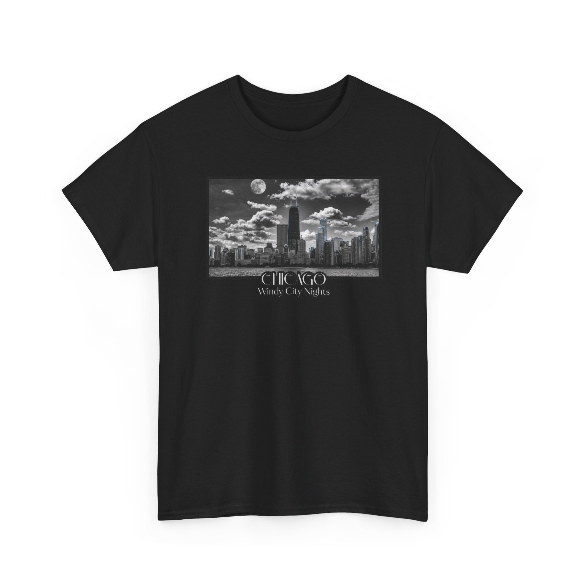 Chicago Windy City Nights T-Shirt — Chicago Skyline Moonlight Graphic Tee