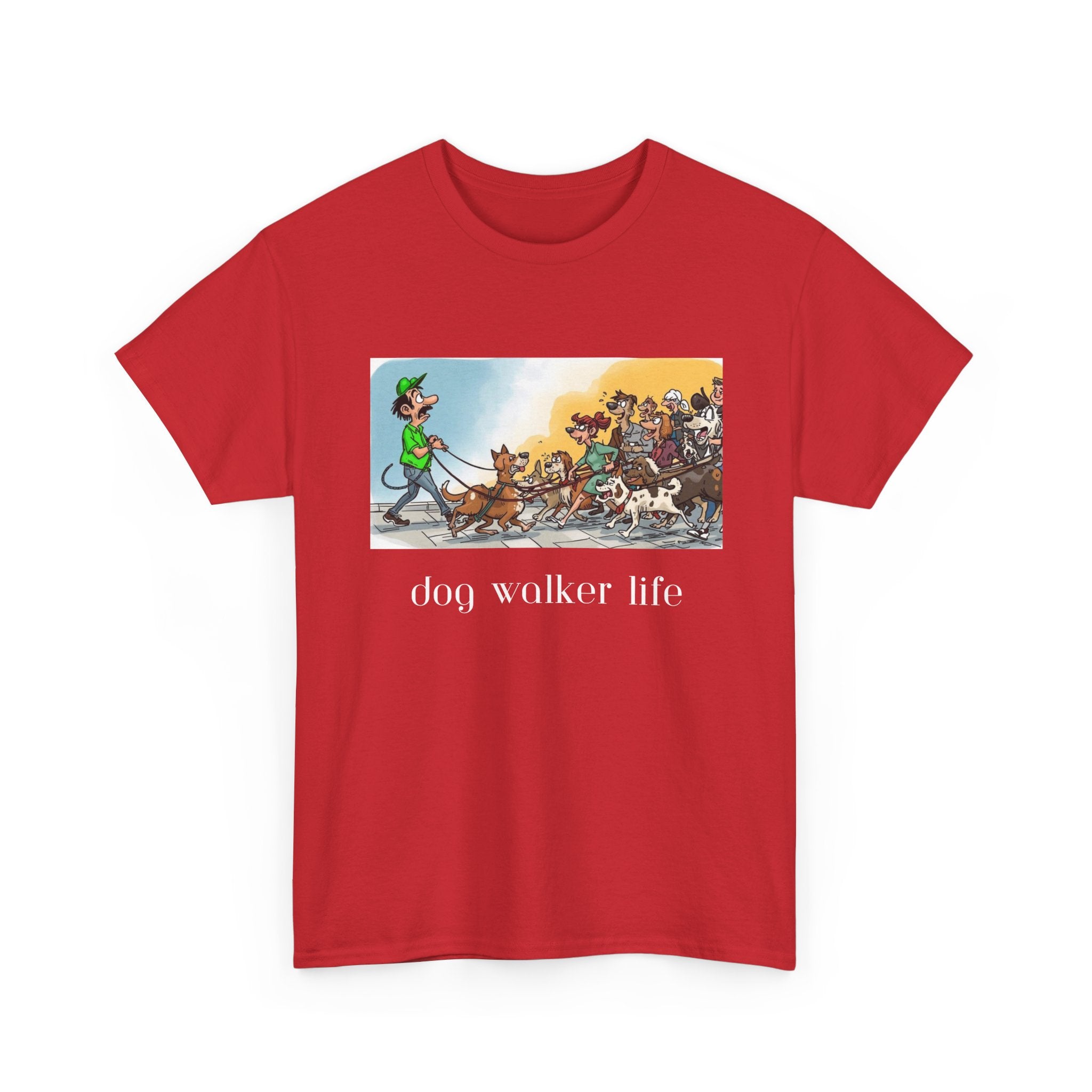 Dog Walker Life T-Shirt | Cartoon Pack of Dogs Design