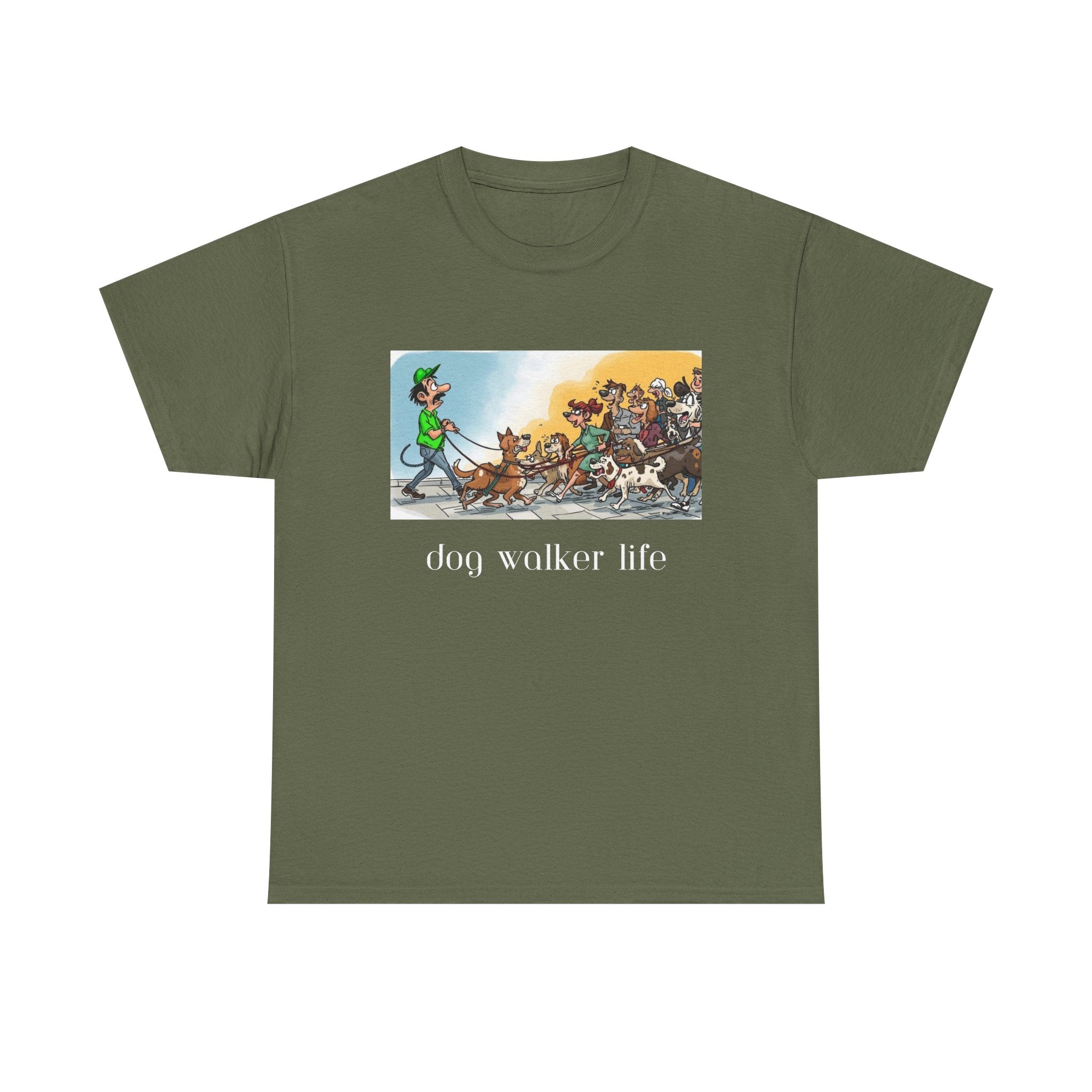 Dog Walker Life T-Shirt | Cartoon Pack of Dogs Design