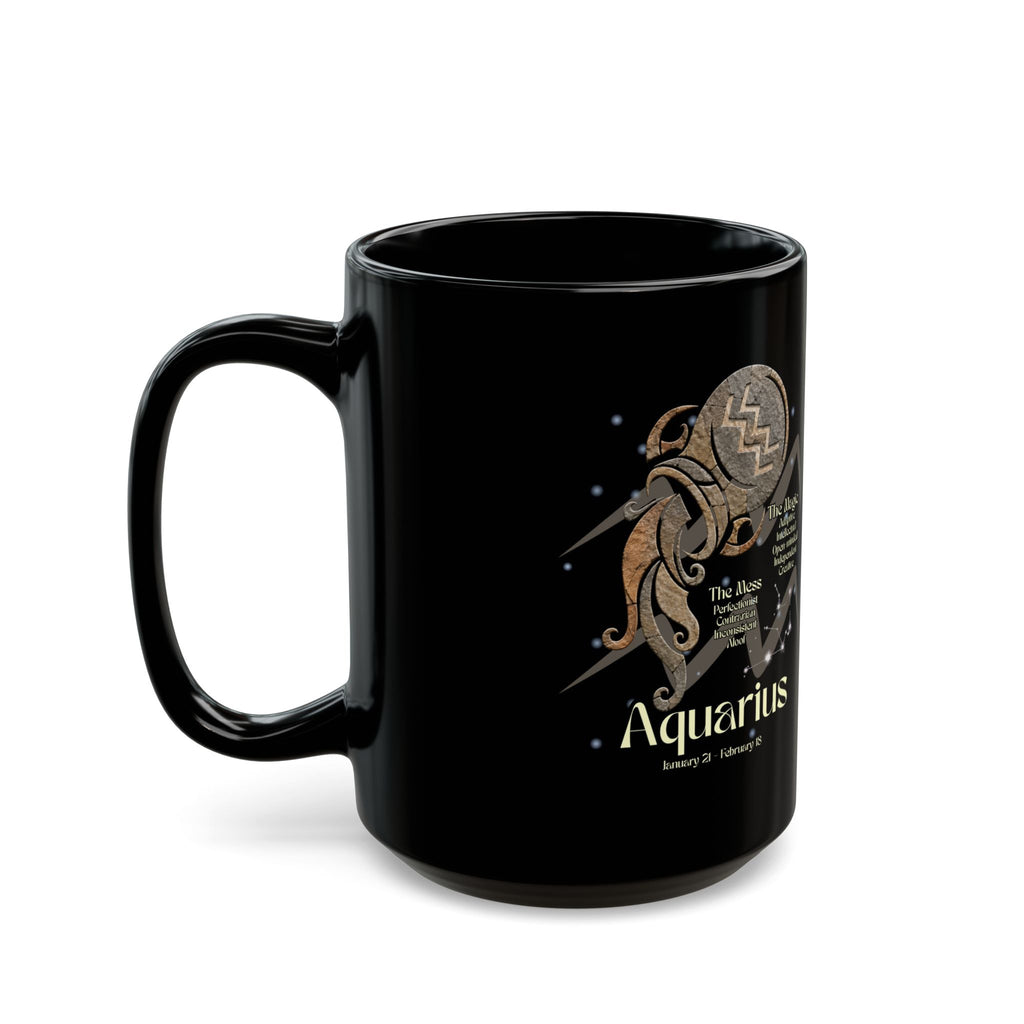 Aquarius Black Constellation Mug — Zodiac Society Coffee Cup (15oz)