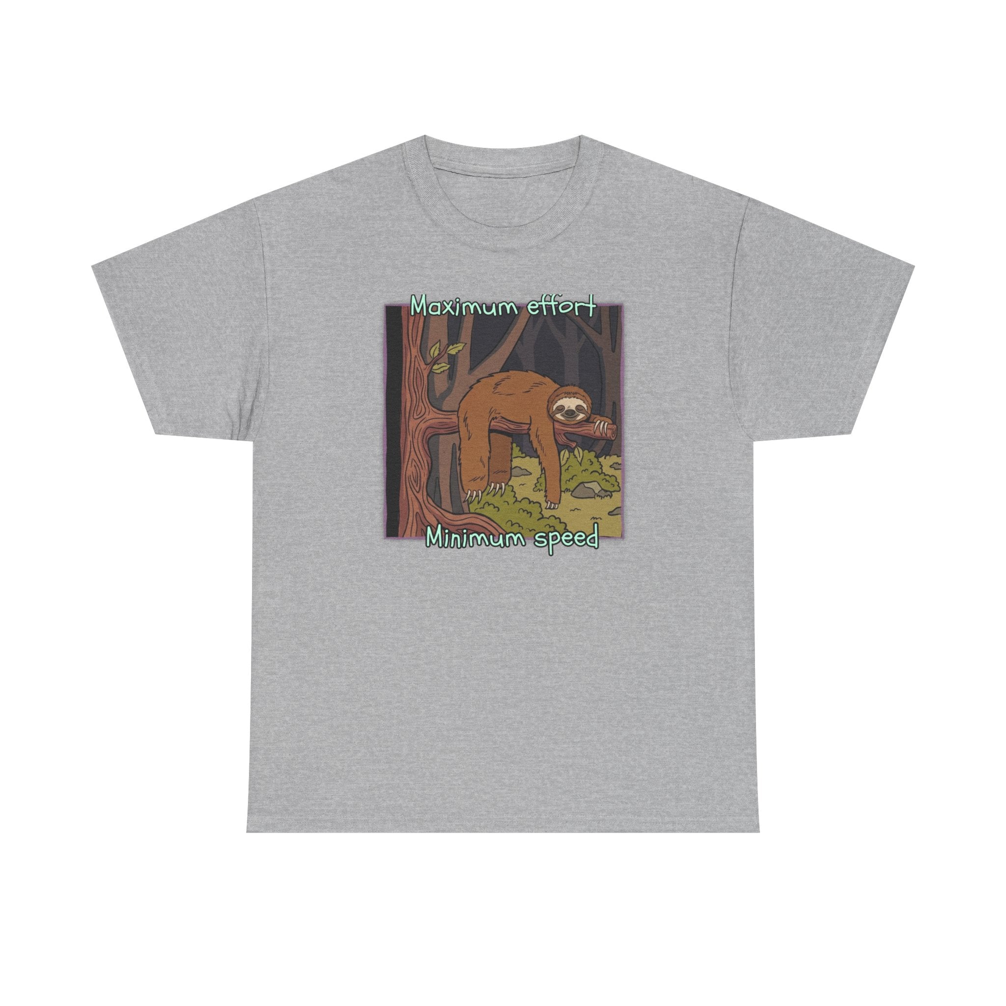 Concerned Sloth Forest Tee — "Maximum Effort, Minimum Speed" Casual Cotton Graphic Tee