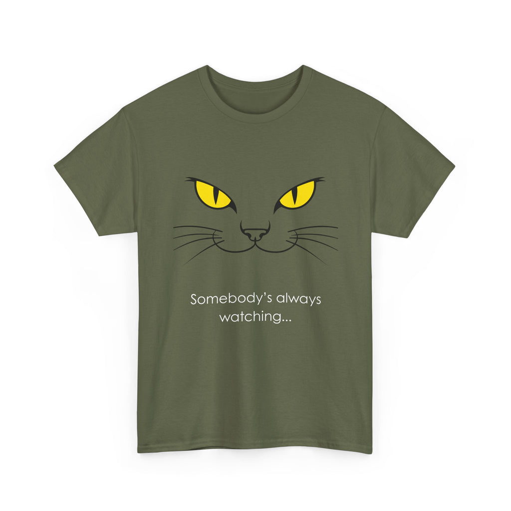 Somebody's Always Watching Cat Tee - Unisex Heavy Cotton T-Shirt