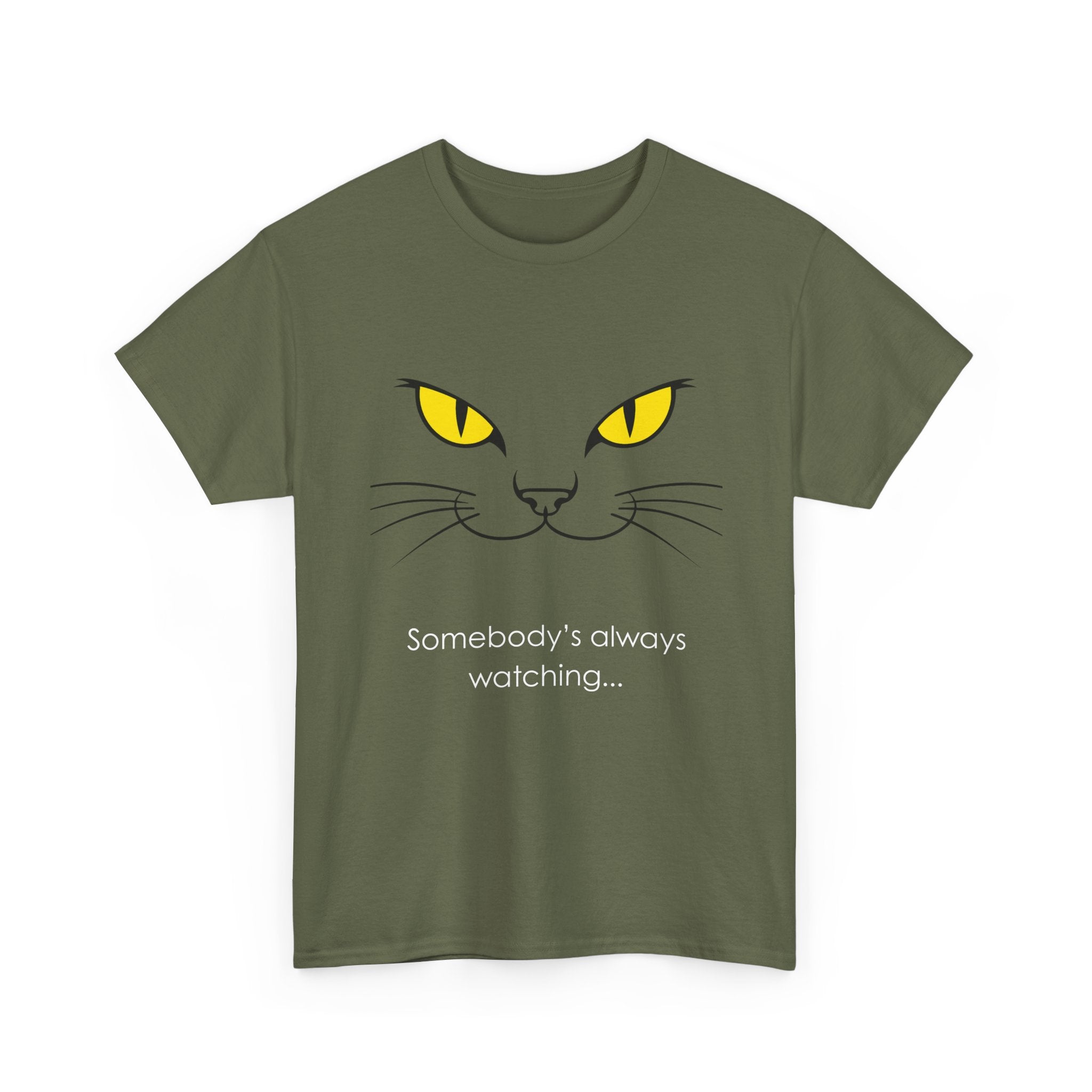 Somebody's Always Watching Cat Tee - Unisex Heavy Cotton T-Shirt