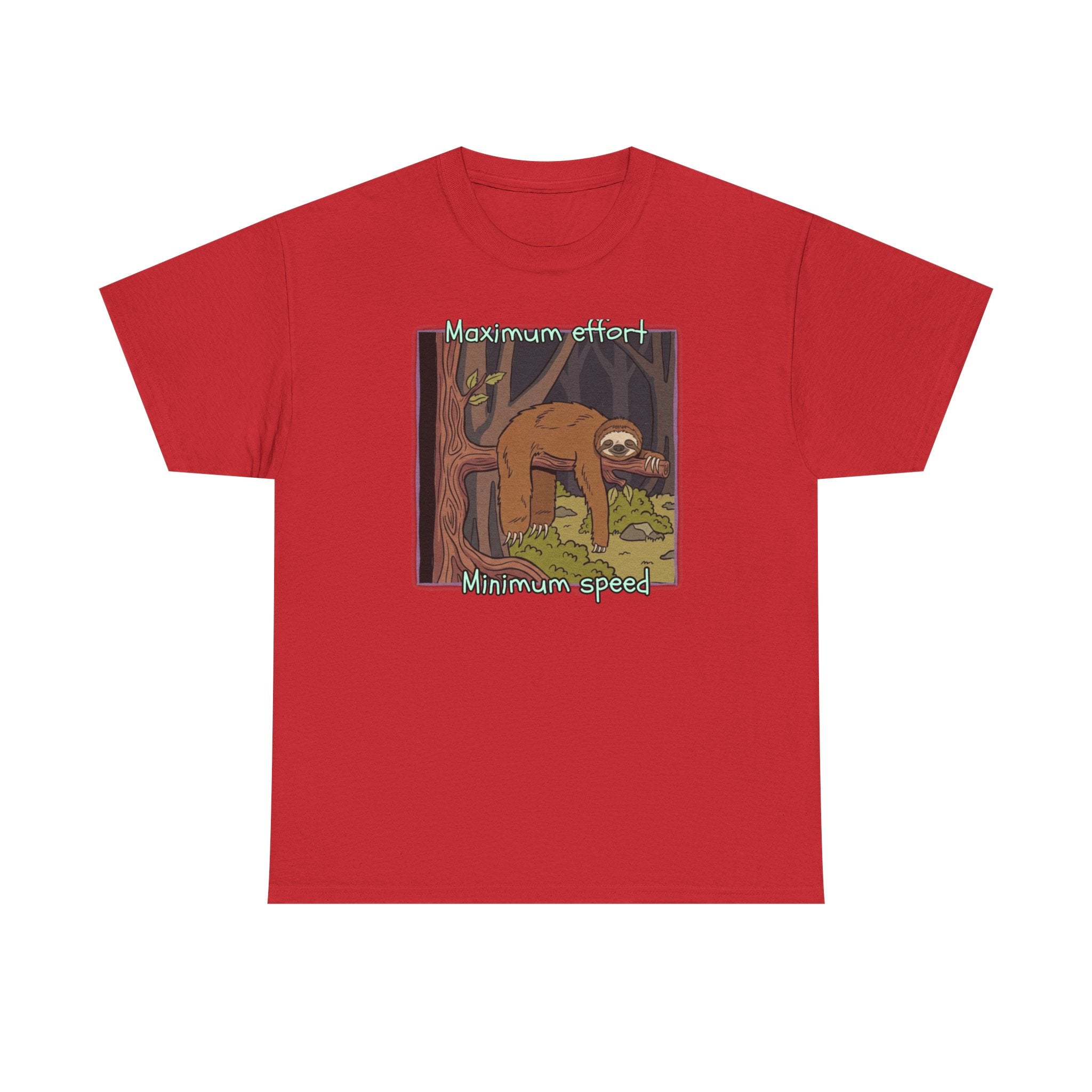 Concerned Sloth Forest Tee — "Maximum Effort, Minimum Speed" Casual Cotton Graphic Tee