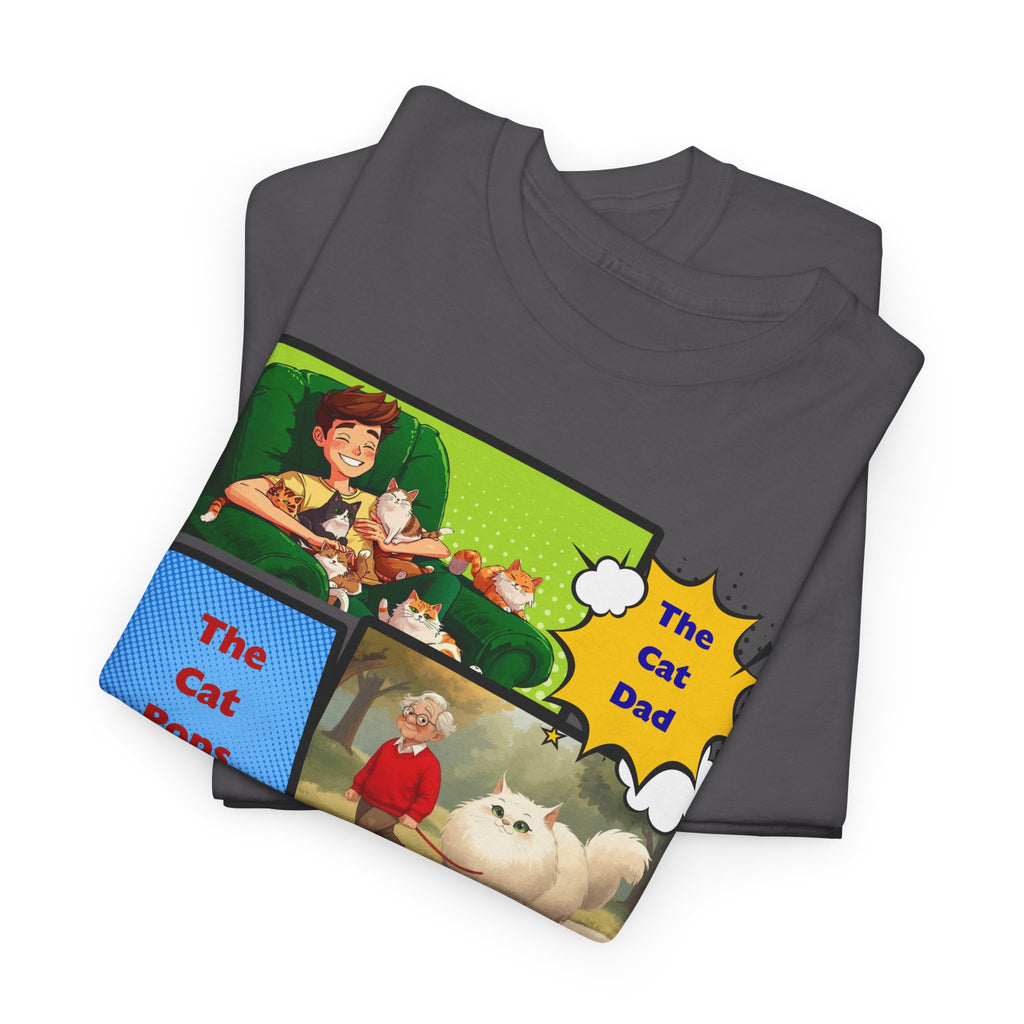 Catfather Graphic Tee — "The Cat Pops" Retro Comic-Style Cat Dad T-Shirt