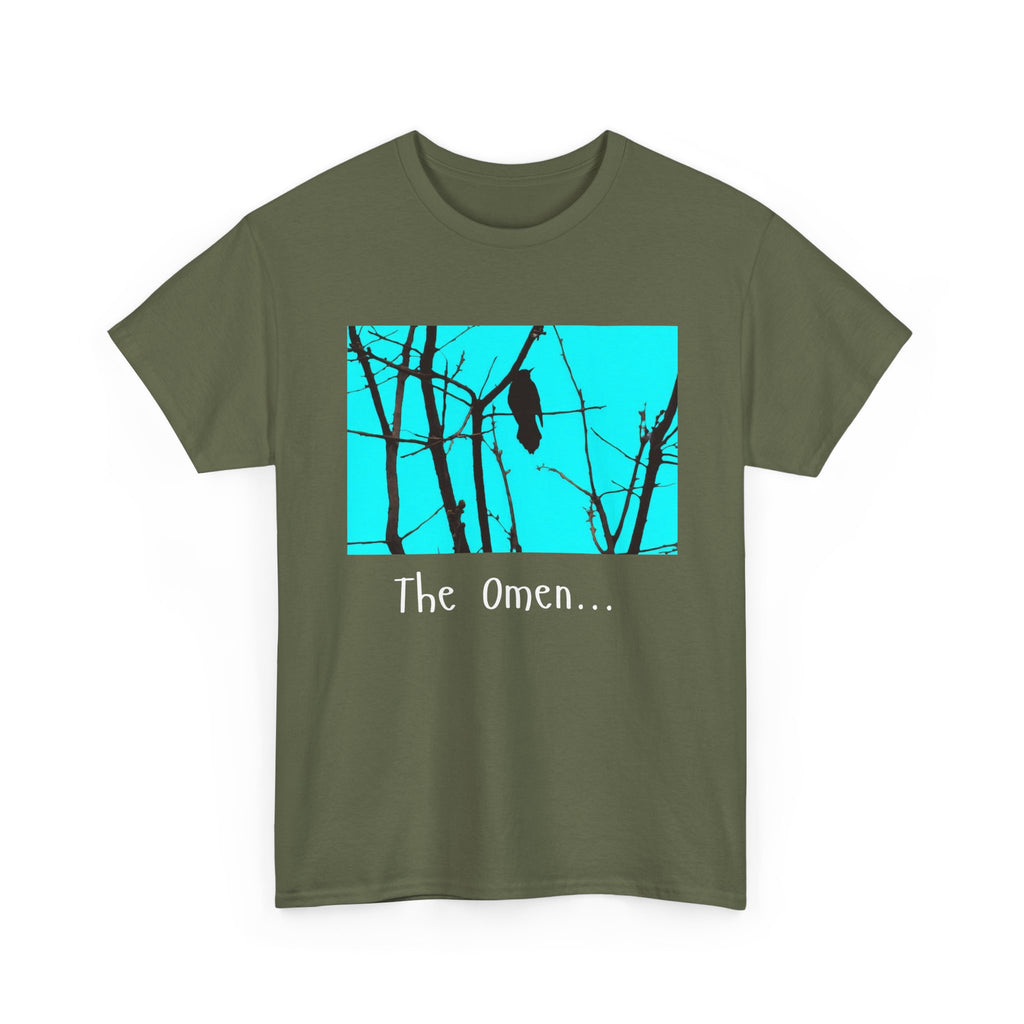 The Omen Crow Tee | Raven Silhouette on Branches, Blue Night Graphic