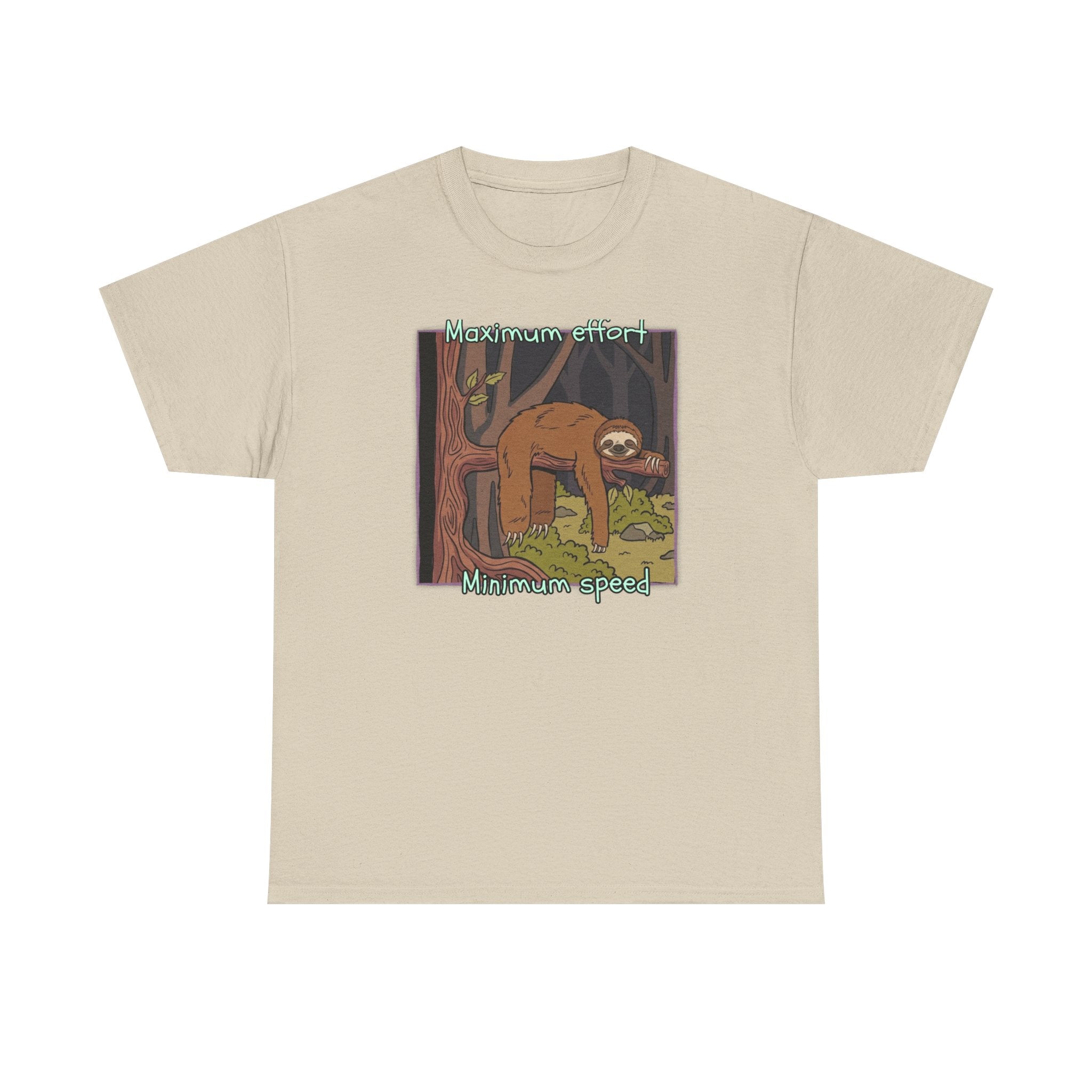 Concerned Sloth Forest Tee — "Maximum Effort, Minimum Speed" Casual Cotton Graphic Tee