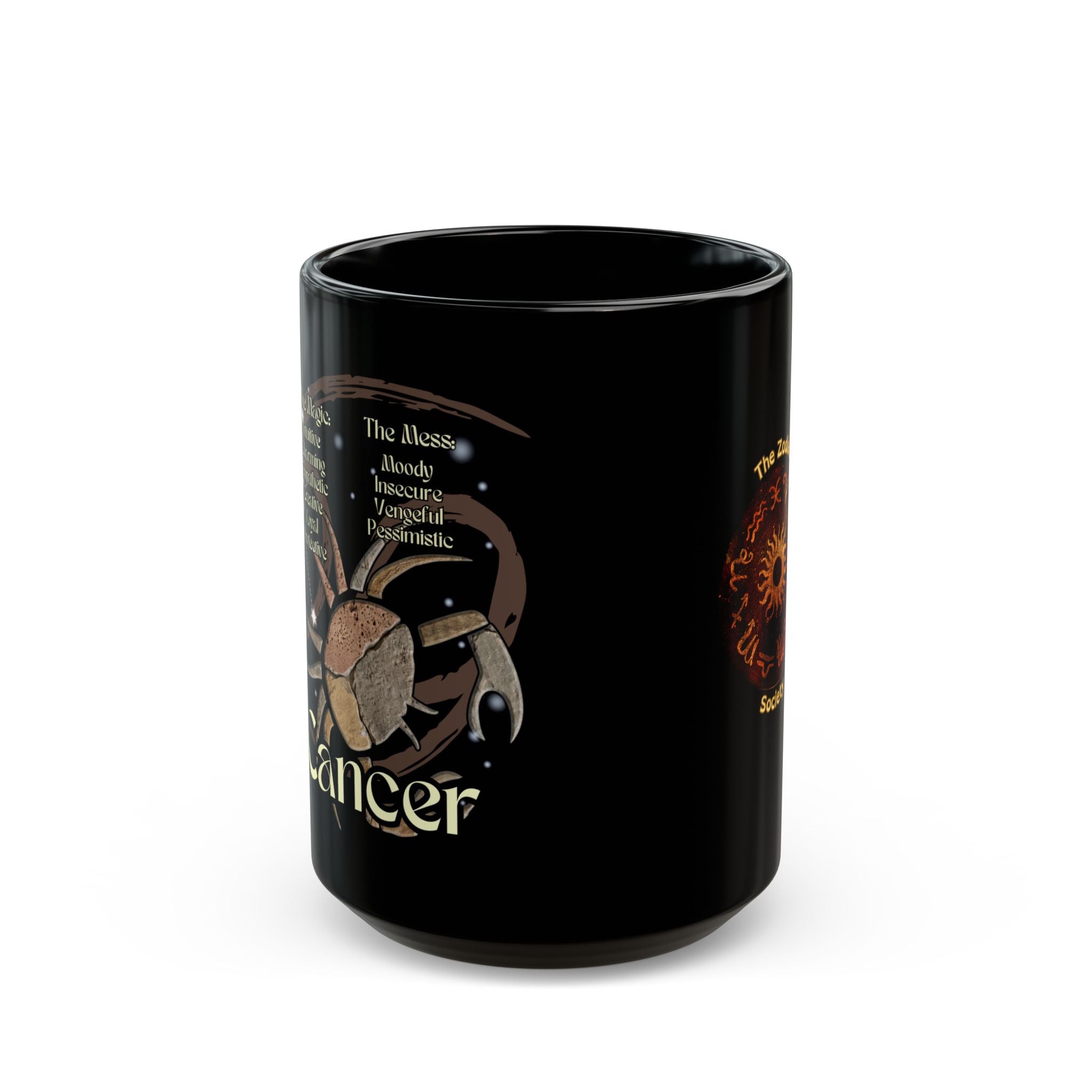 Cancer Black Studio Mug — Zodiac Society Coffee Cup (15oz)
