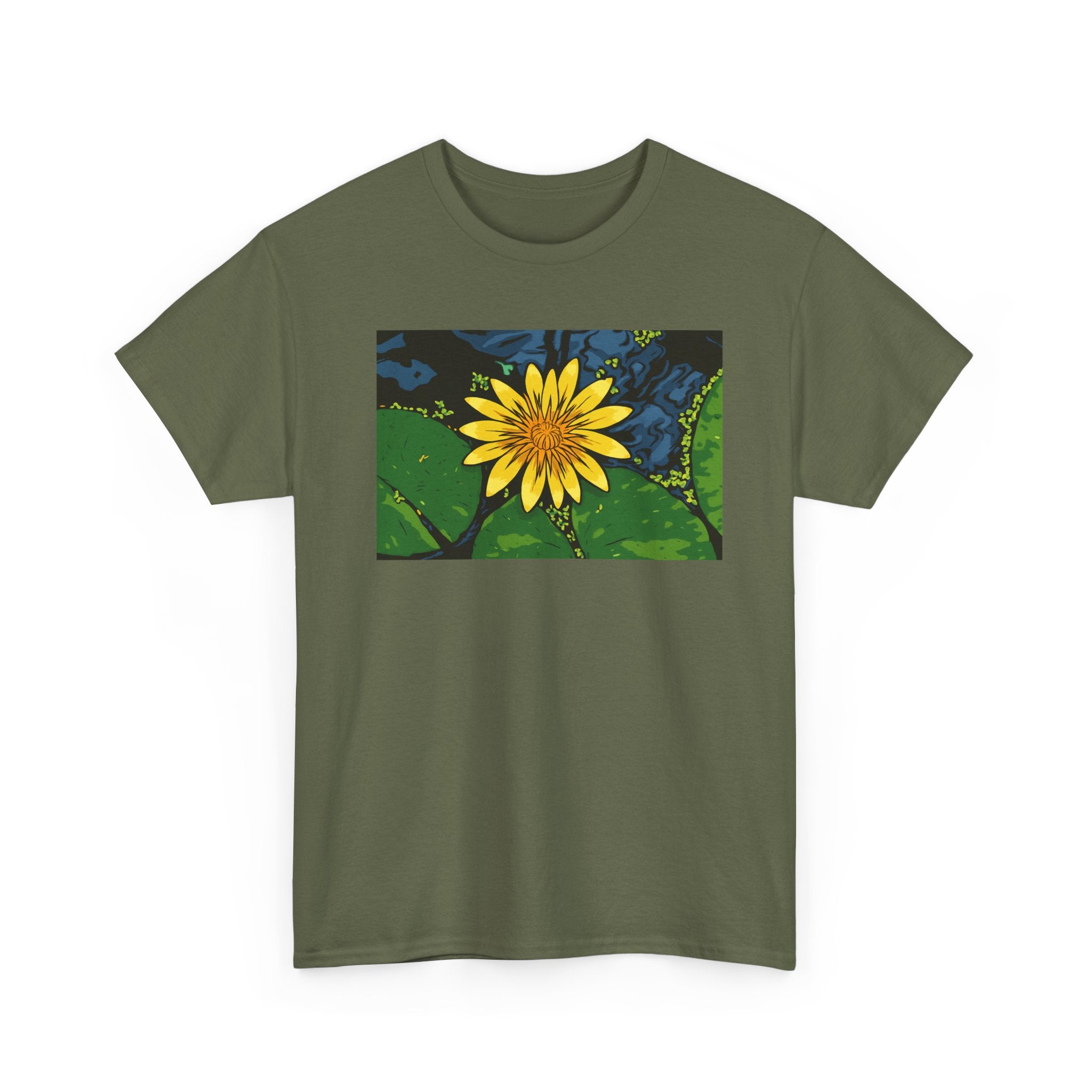 Lily Pad Floral Tee - Unisex Heavy Cotton Shirt