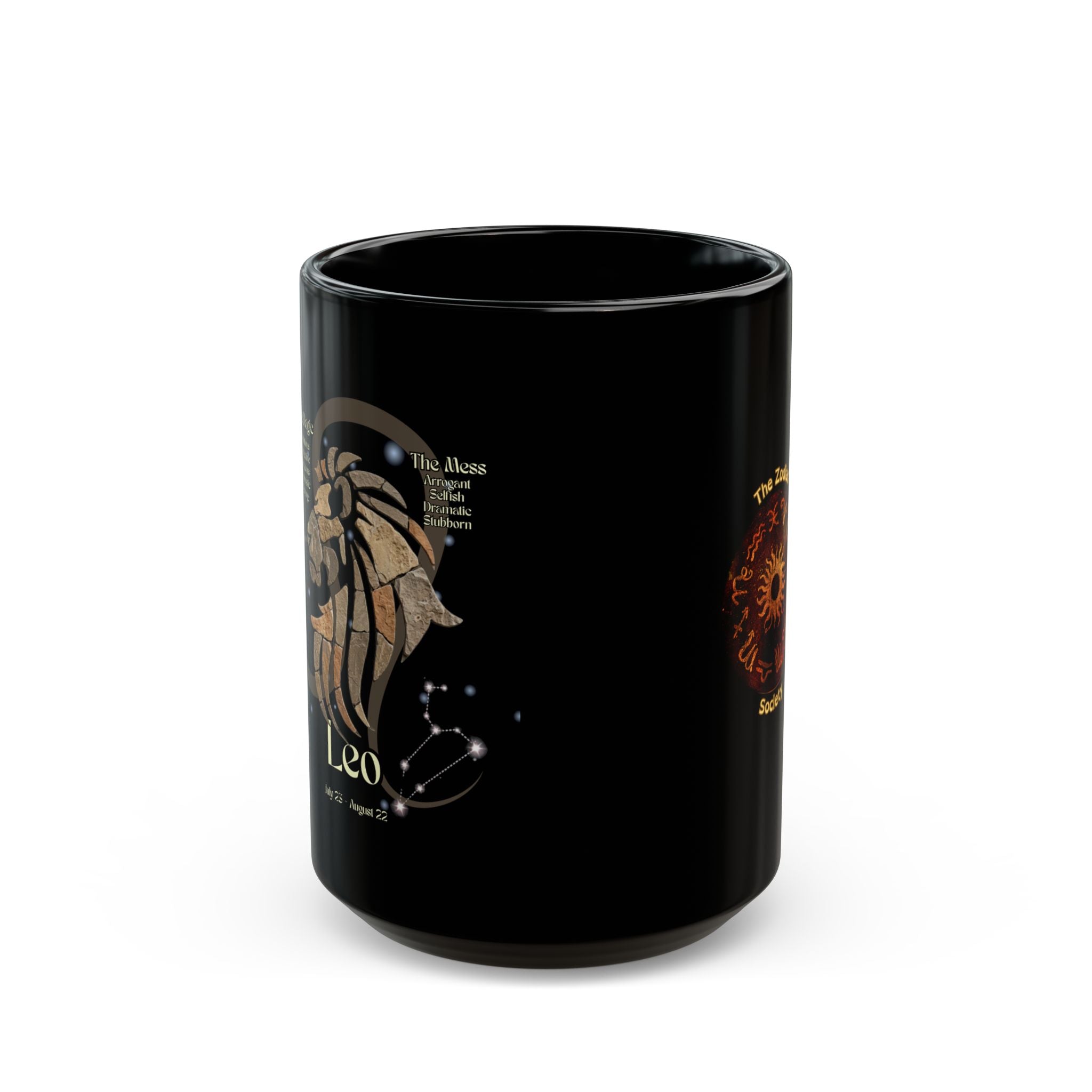 Leo Black Constellation Mug — Zodiac Society Coffee Cup (15oz)