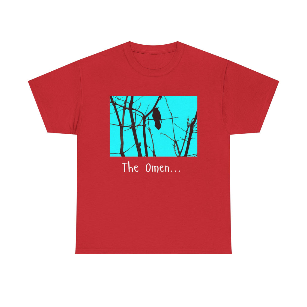 The Omen Crow Tee | Raven Silhouette on Branches, Blue Night Graphic