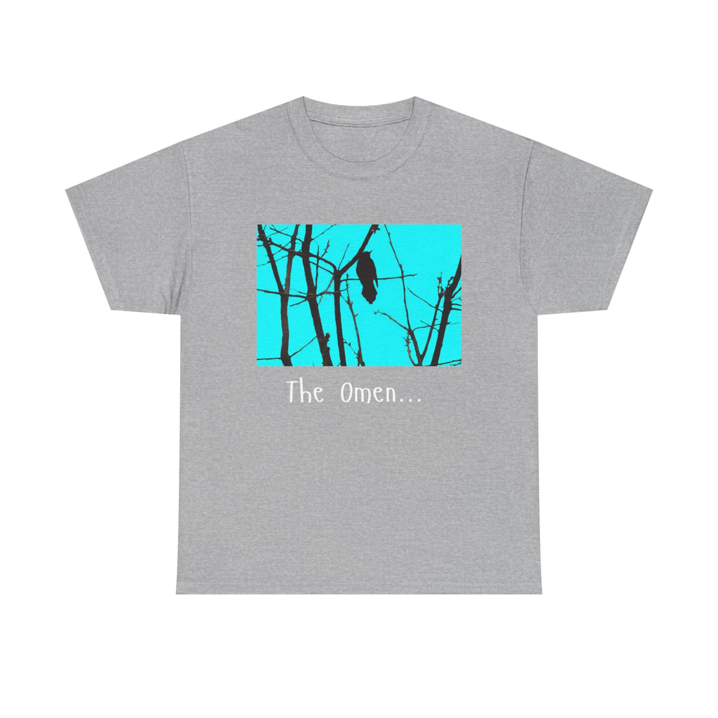 The Omen Crow Tee | Raven Silhouette on Branches, Blue Night Graphic