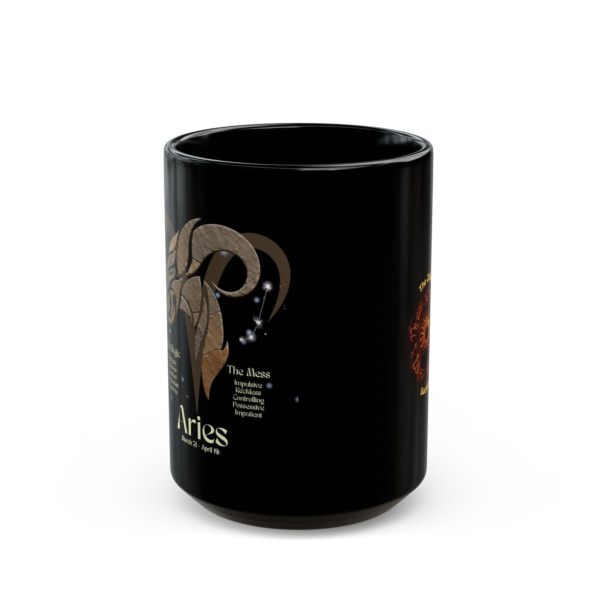 Aries Black Constellation Mug — Zodiac Society Coffee Cup (15oz)