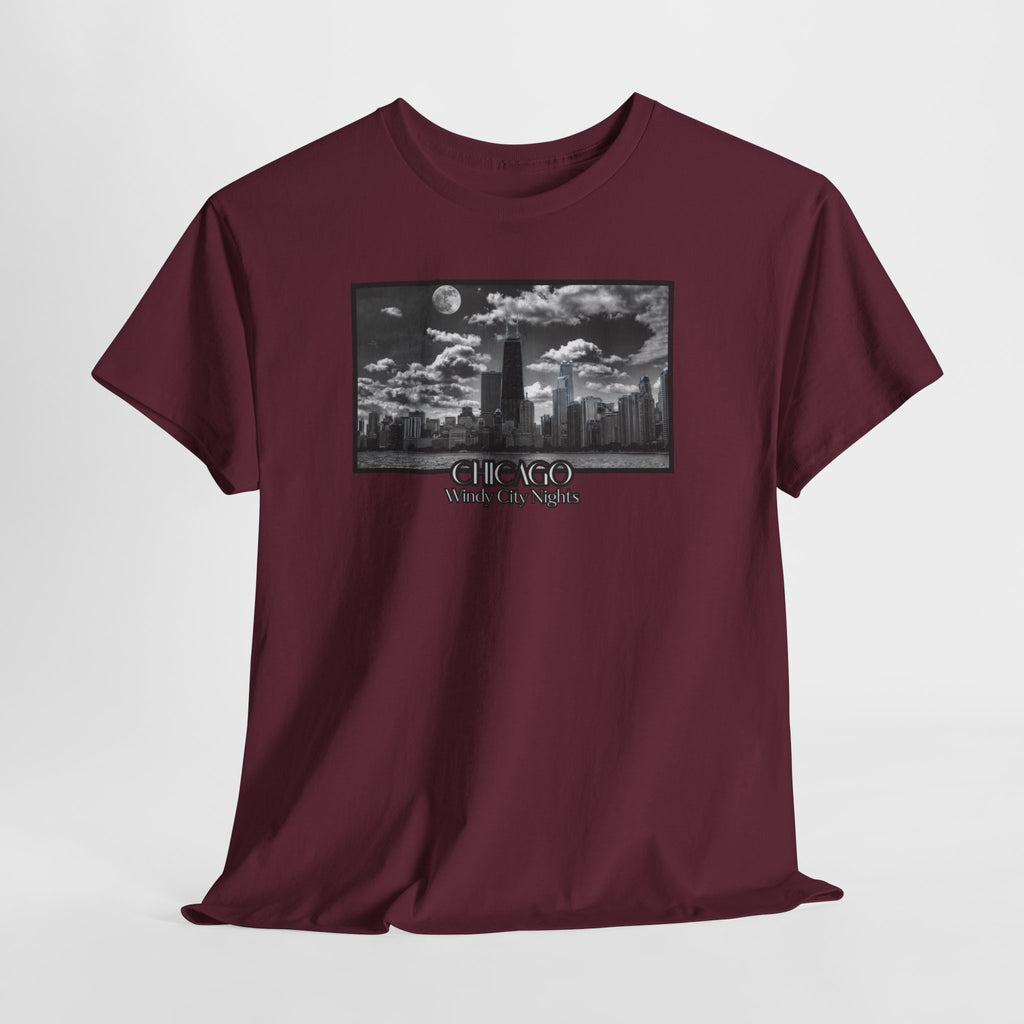 Chicago Windy City Nights T-Shirt — Chicago Skyline Moonlight Graphic Tee