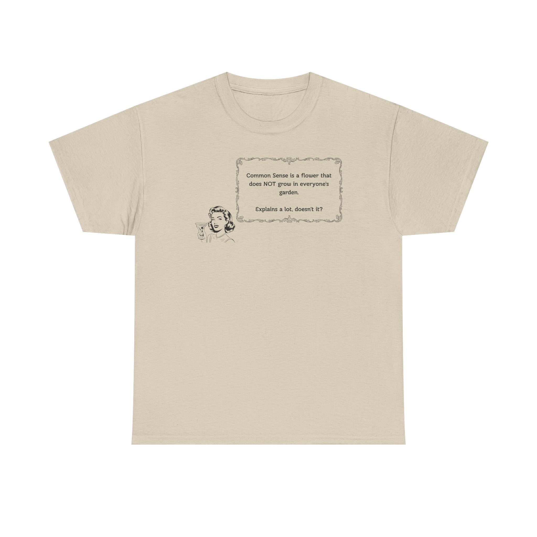 Graphic Tee — 'Common Sense is a Flower' Vintage Illustration T-Shirt