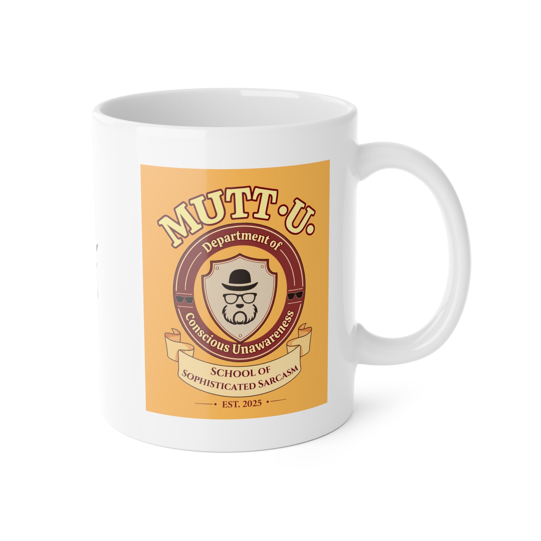 Mutt-U Conscious Unawareness Ceramic Mug —  Campus Coffee Cup (11oz)