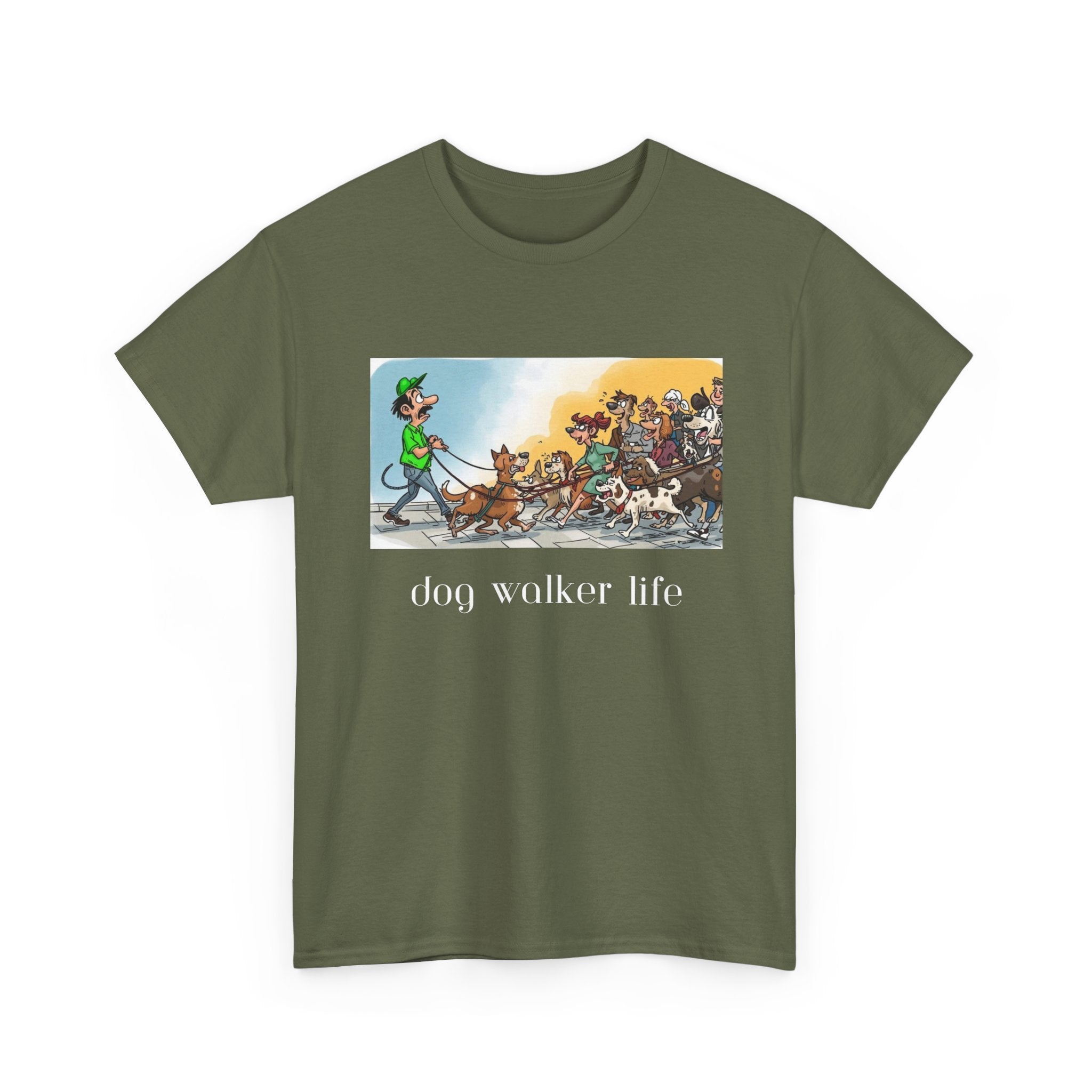 Dog Walker Life T-Shirt | Cartoon Pack of Dogs Design