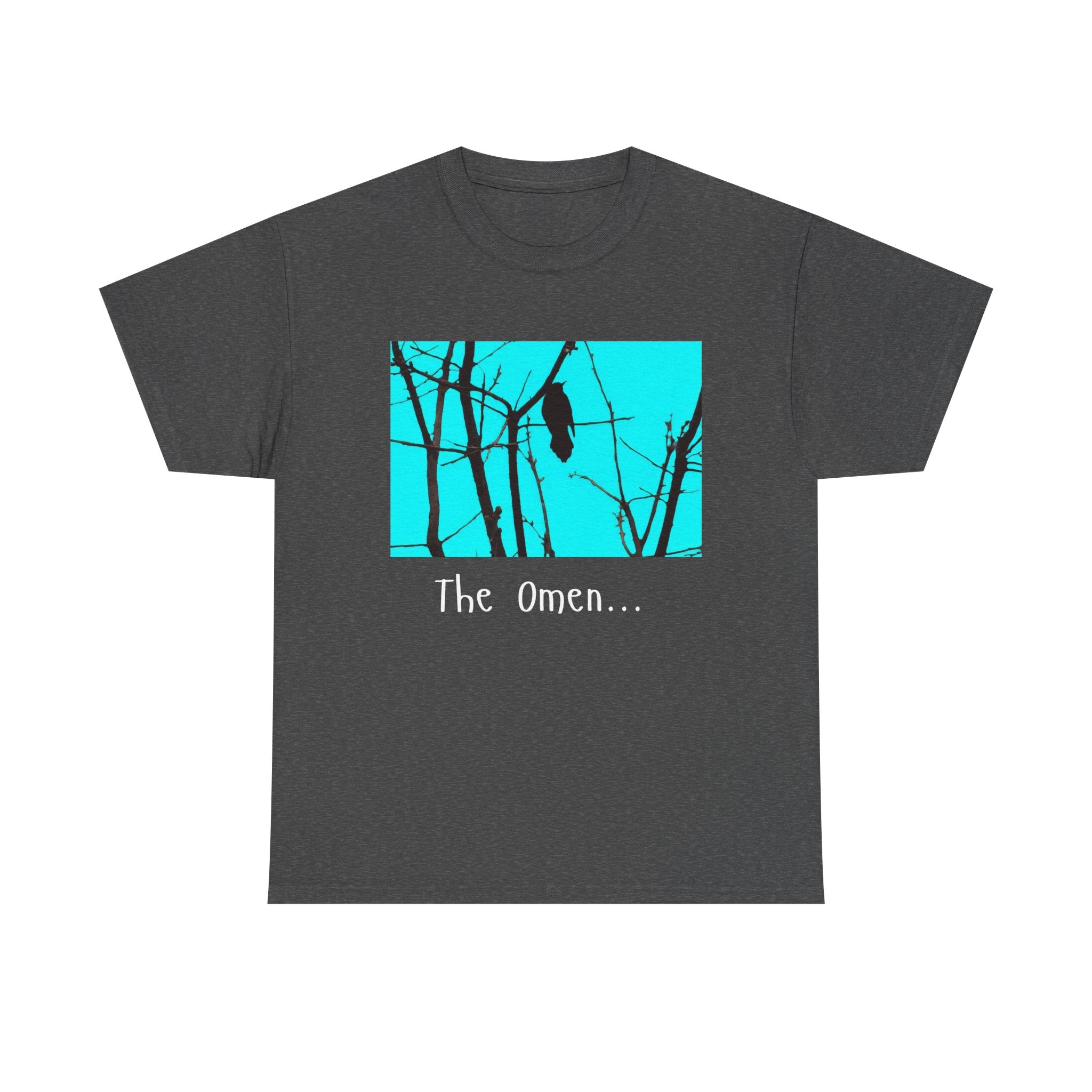 The Omen Crow Tee | Raven Silhouette on Branches, Blue Night Graphic