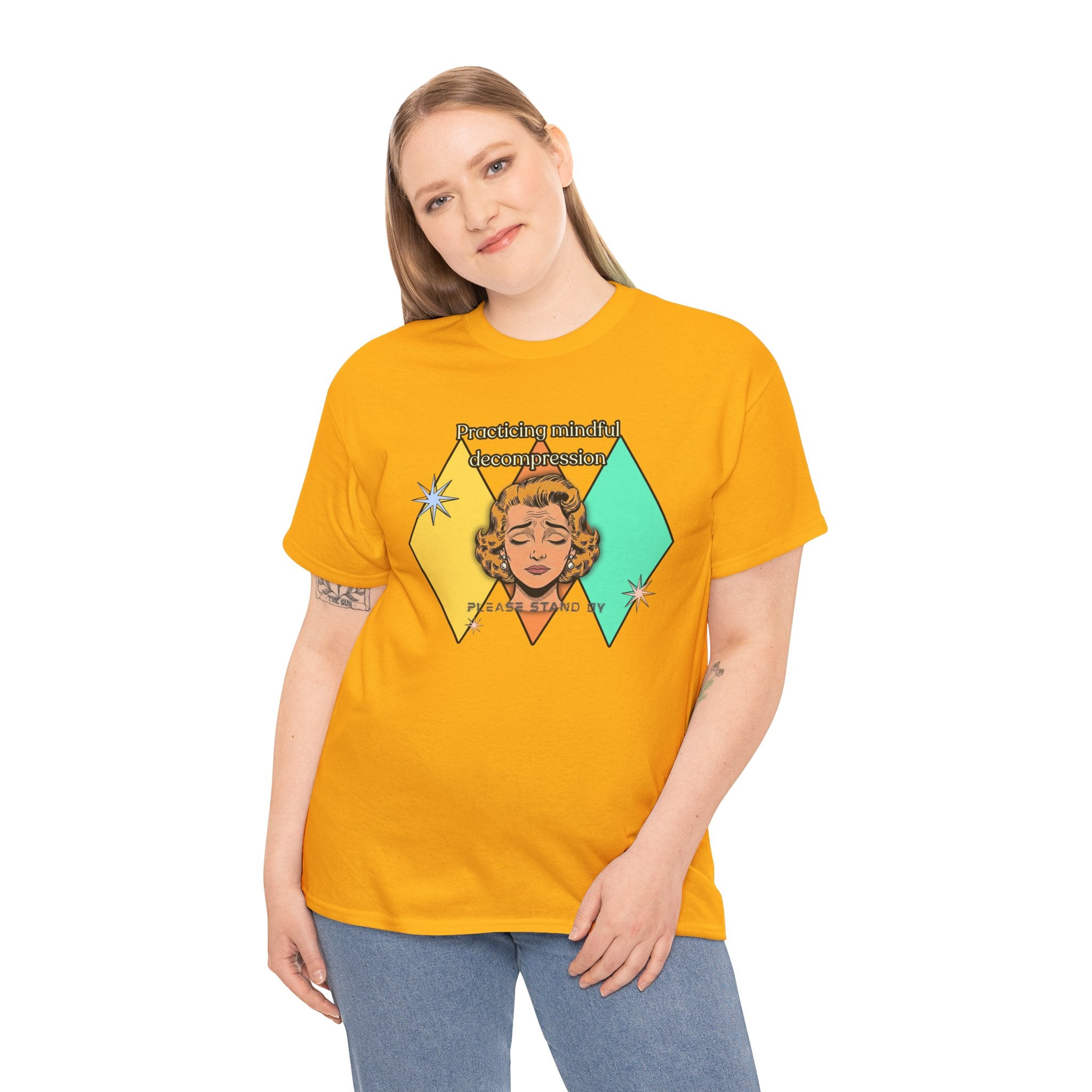 Practicing Mindful Decompression Retro Tee — Please Stand By-Self Care Graphic Tee