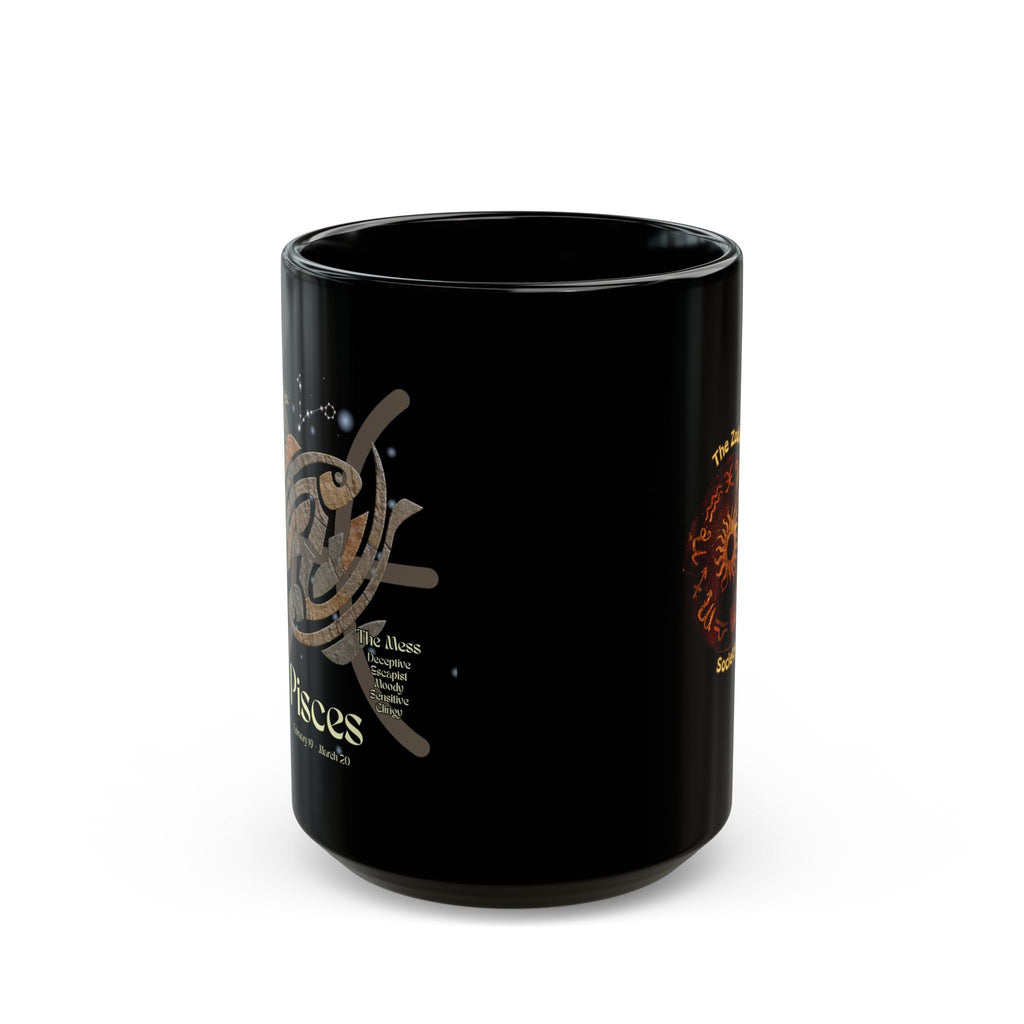 Pisces Black Constellation Mug — Zodiac Society Coffee Cup (15oz)