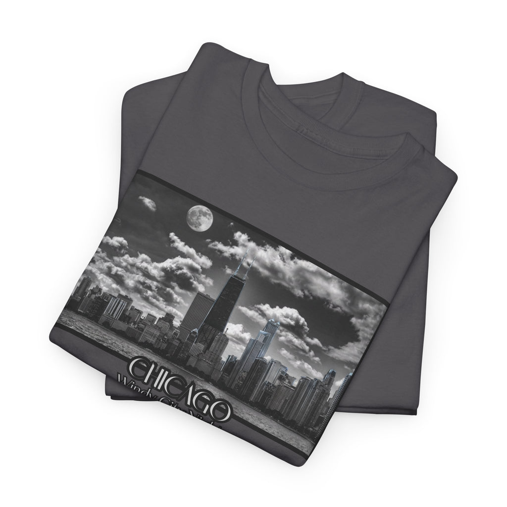 Chicago Windy City Nights T-Shirt — Chicago Skyline Moonlight Graphic Tee