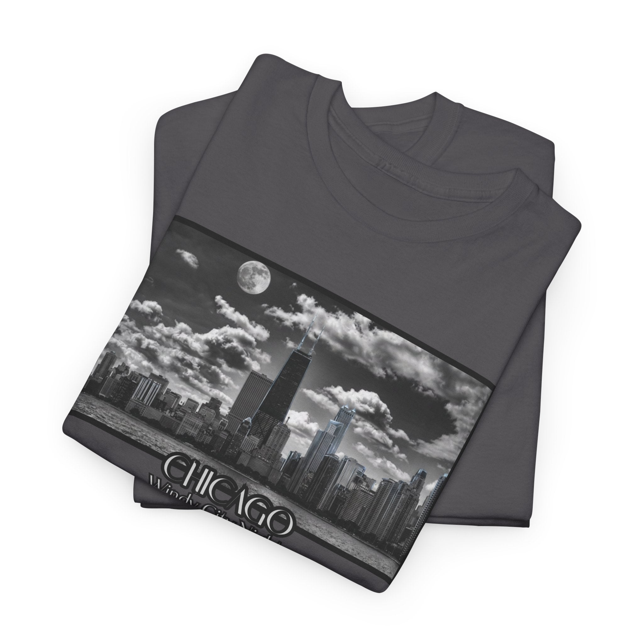 Chicago Windy City Nights T-Shirt — Chicago Skyline Moonlight Graphic Tee